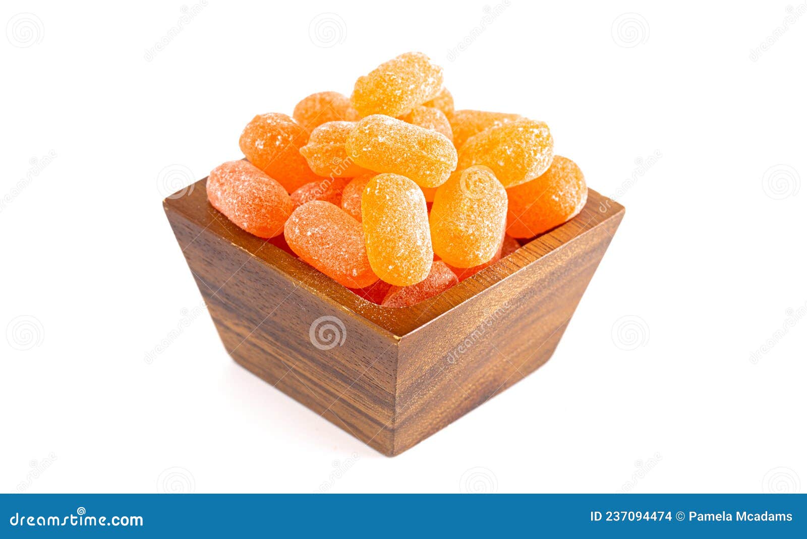 Orange Old Fashioned Hard Candies on a White Background Stock Photo
