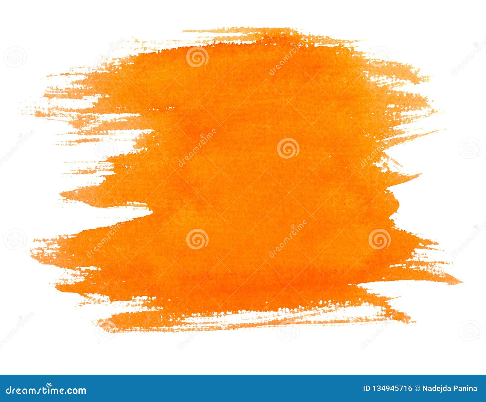 Orange Pastel Watercolor Background Isolated on White Stock