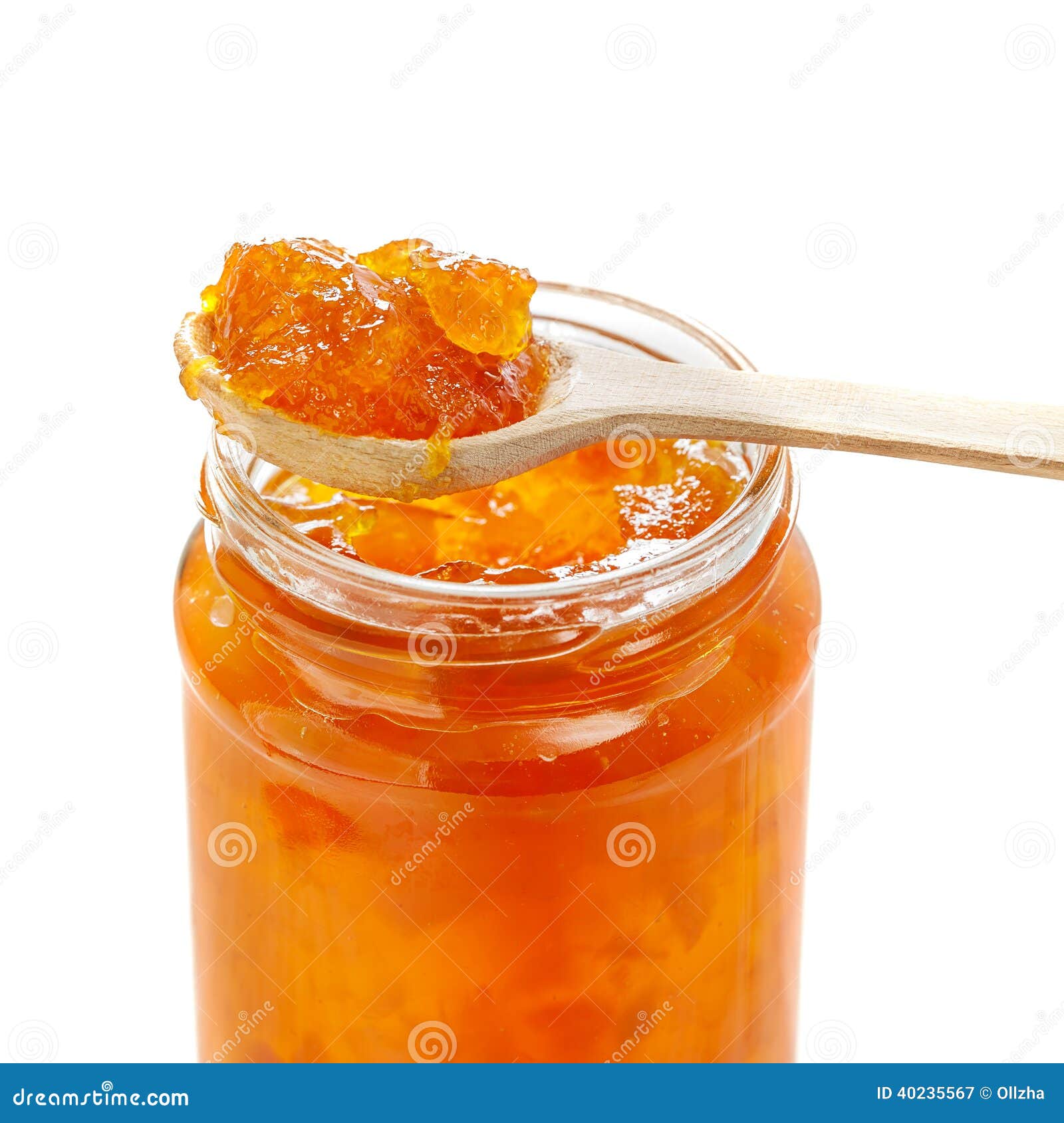 Orange peach jam in jar stock image. Image of bowl, sweet 40235567