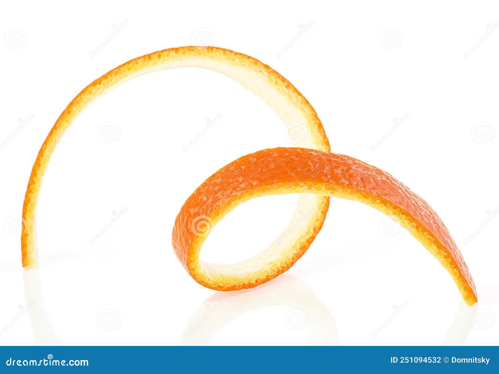 Orange Peel Isolated On White Background Spiral Orange Skin Stock