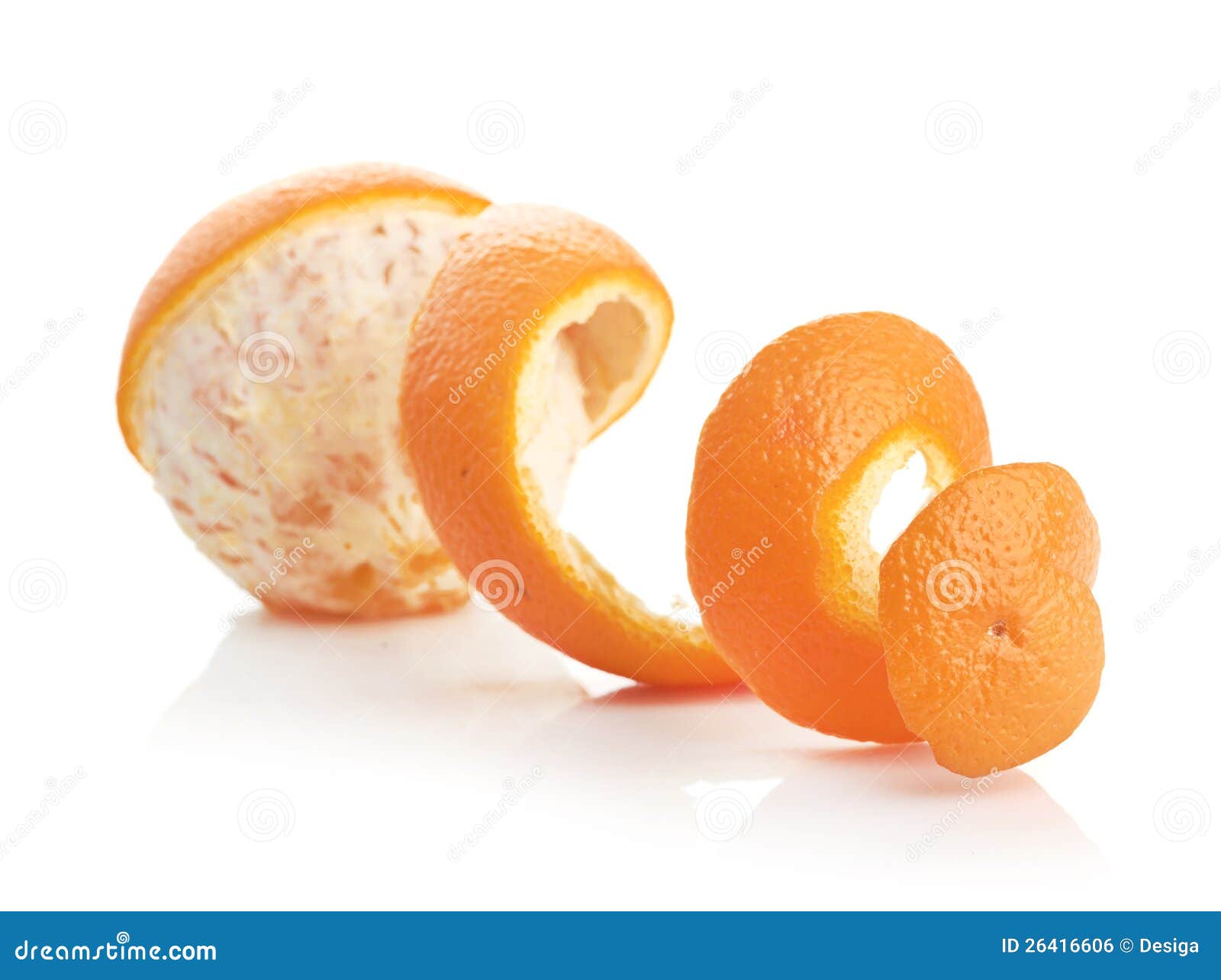 Orange With Peeled Spiral Skin Stock Photo Image Of Single Diet