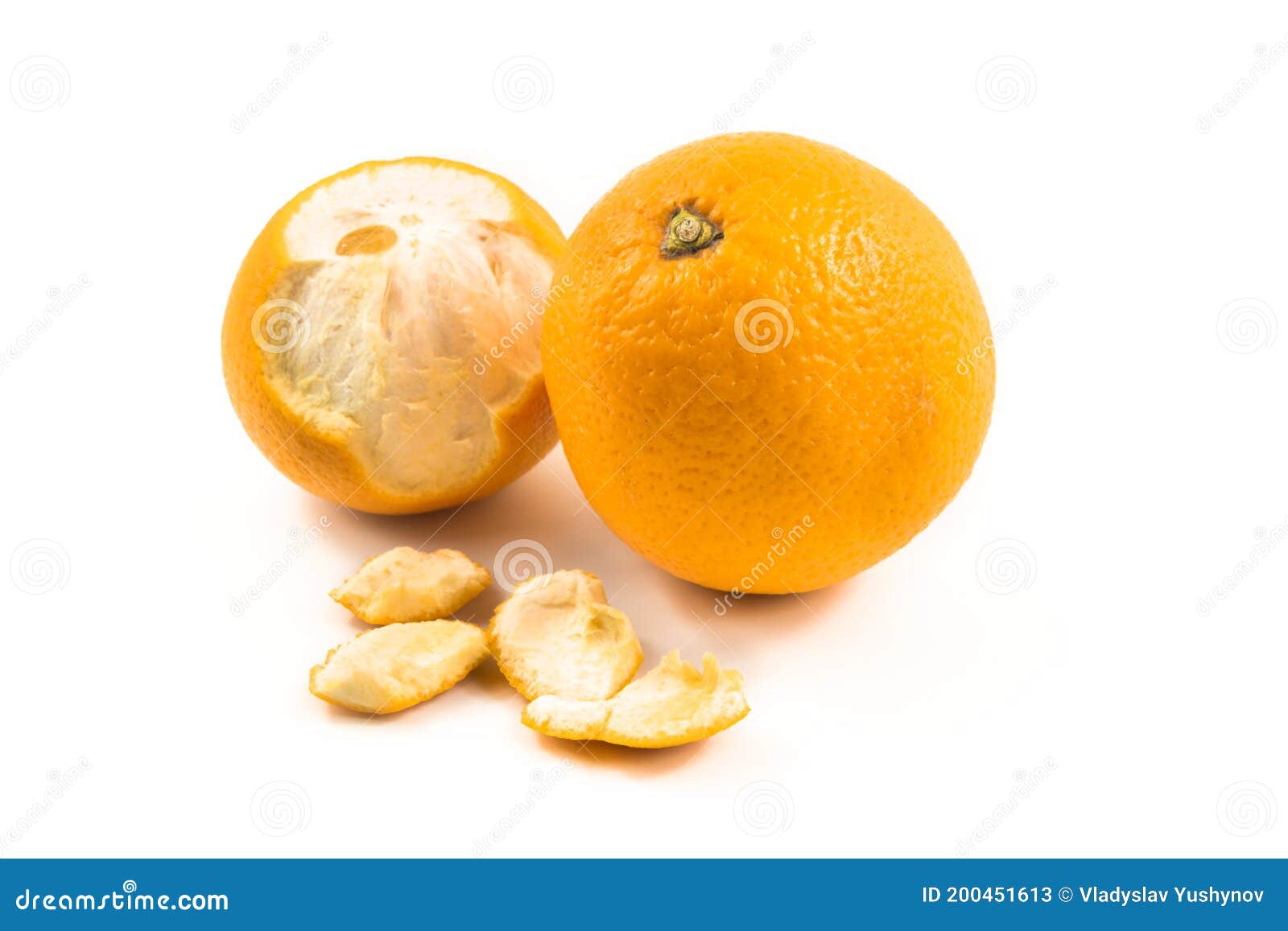 Orange while Peeling on White Isolated Background Stock Image Image