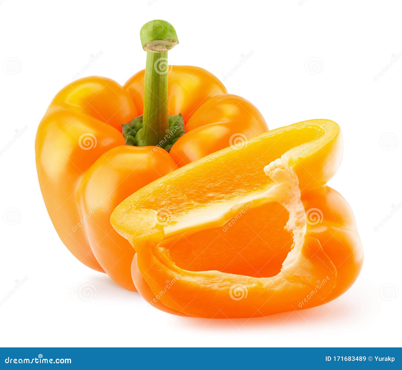Orange Pepper with Slice Isolated on a White Background Stock Image Image of ingredient