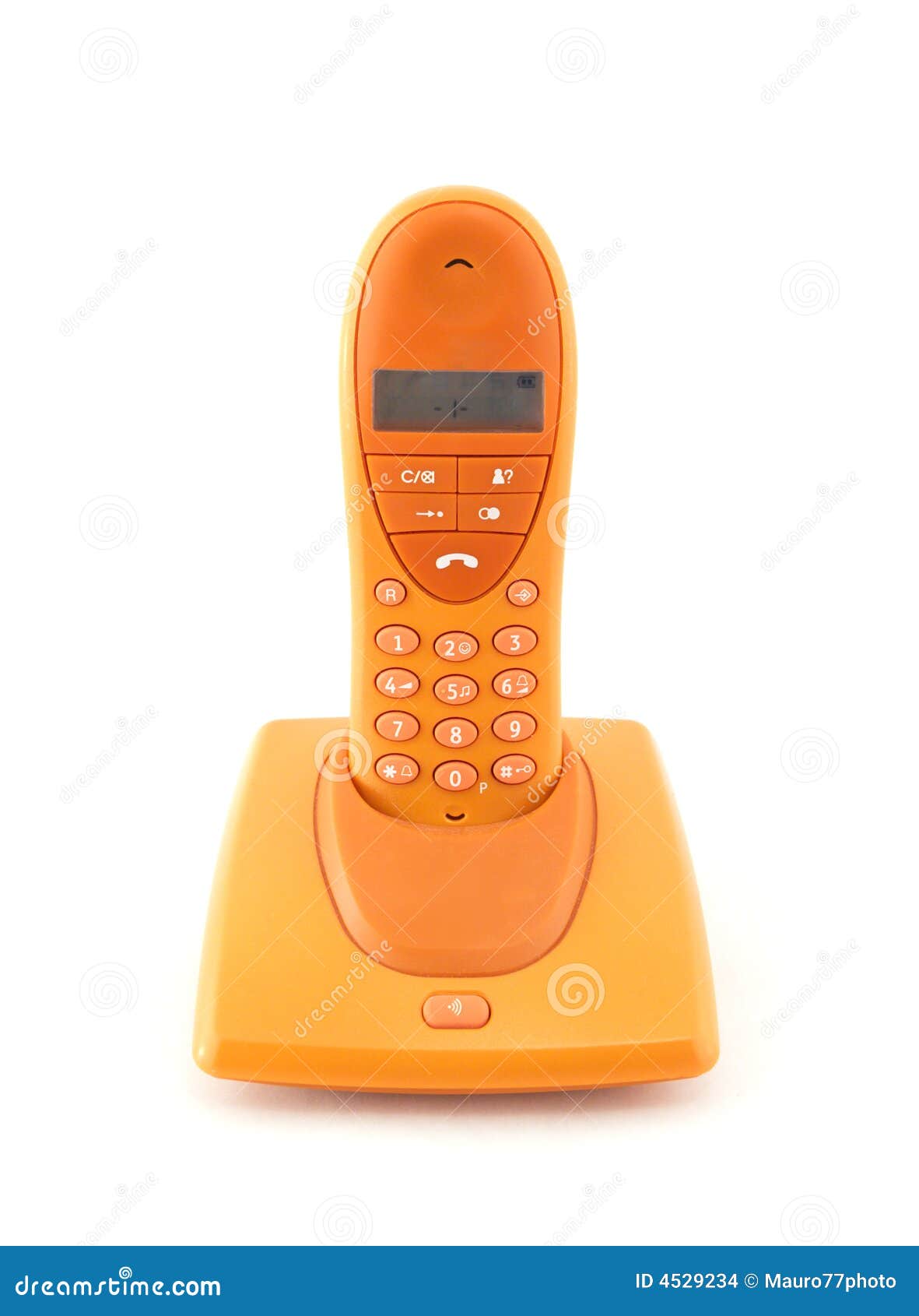 Orange phone stock photo. Image of phone, speak, hand 4529234