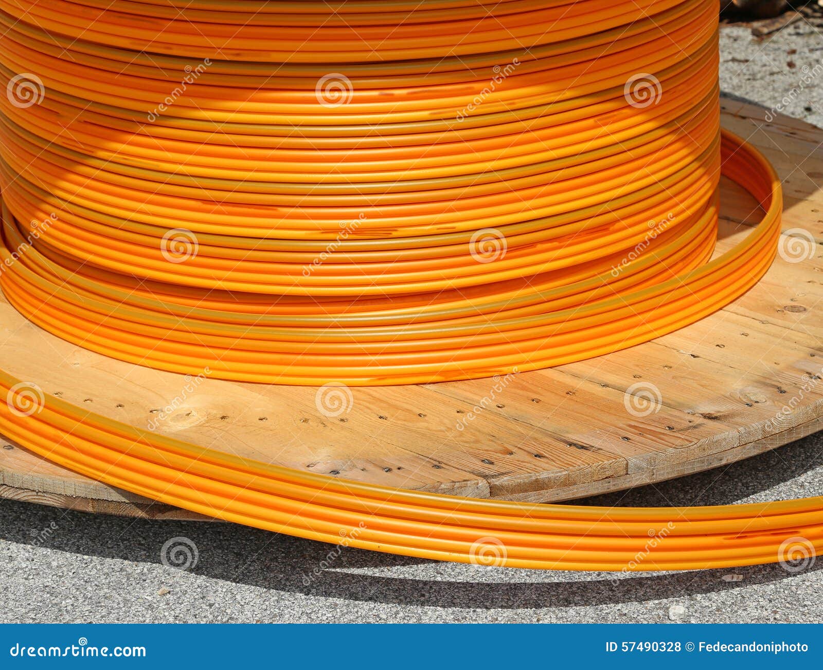 Orange Pipes for Fiber Optic Connection ADSL Users Stock Photo Image