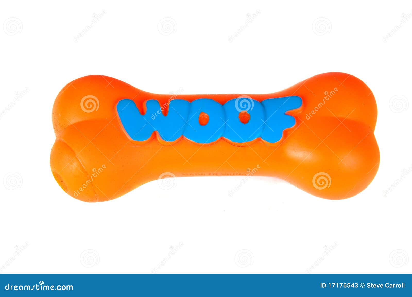 orange plasgtic dog chew toy,  on white