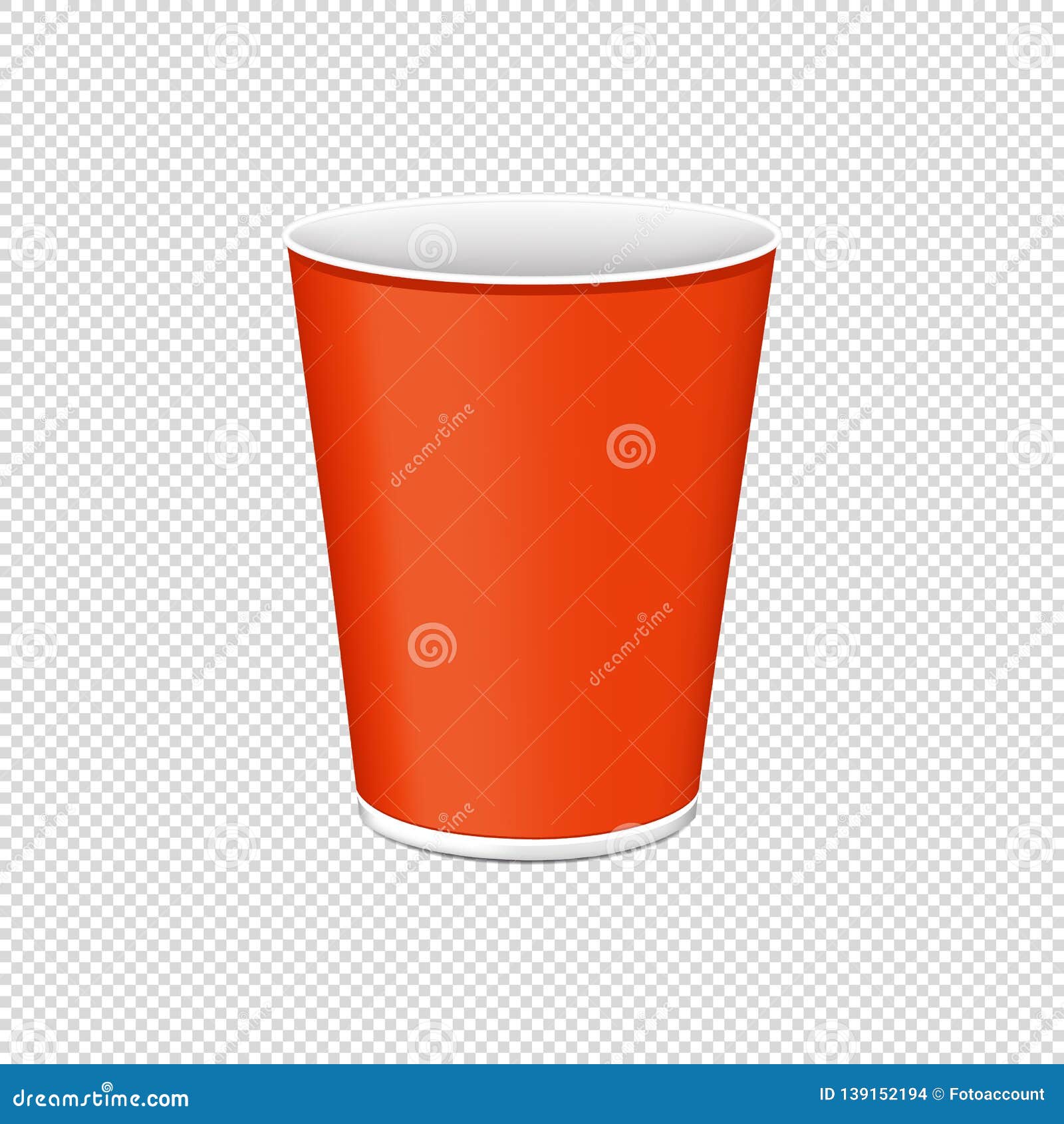 Orange Plastic Cup For Single Use - Vector Illustration - Isolated On