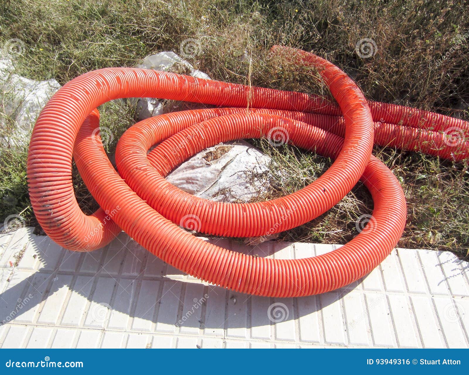 Orange Plastic Pipe stock photo. Image of pipe, canalization 93949316