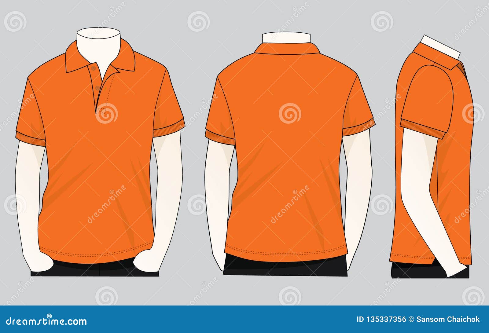 Men S Orange Short Sleeves Polo Shirt Template Vector Stock ...