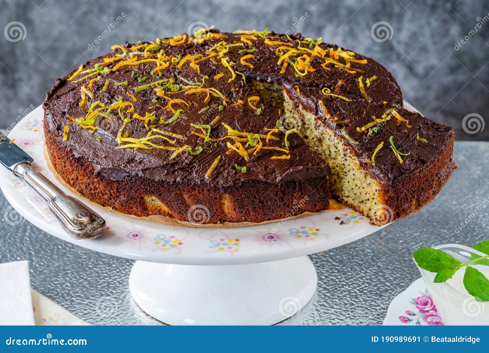 Orange and poppy seed cake stock image. Image of calories 190989691