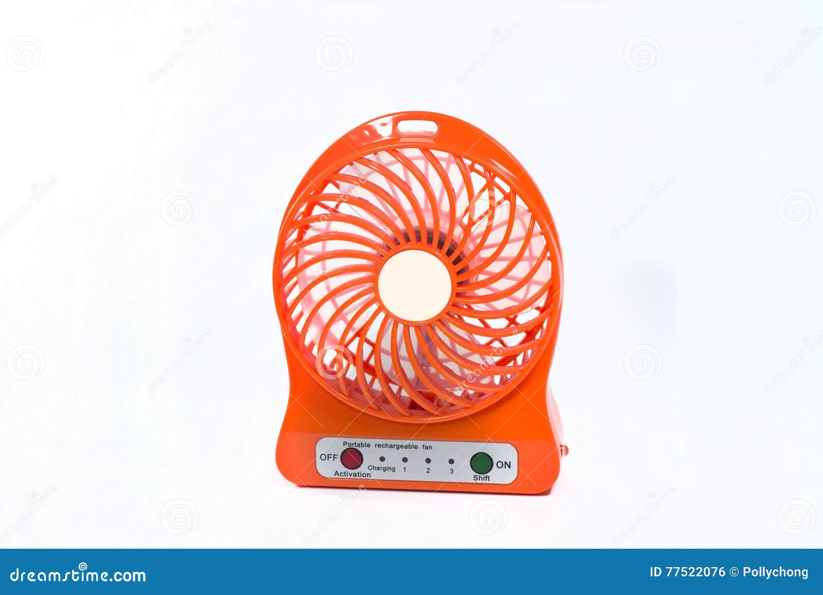 An Orange Portable Fan Isolated on White Background Stock Photo Image