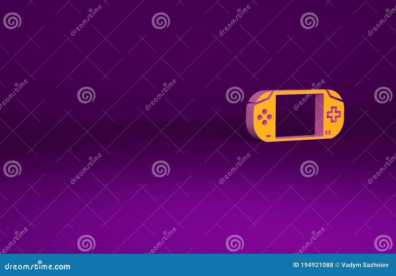 orange and purple video game console