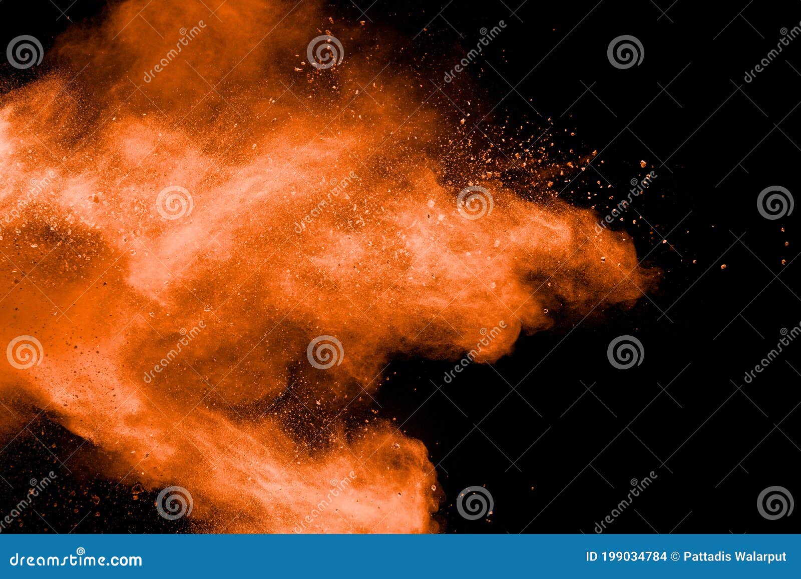 Orange Powder Explosion on Black Background Stock Photo Image of