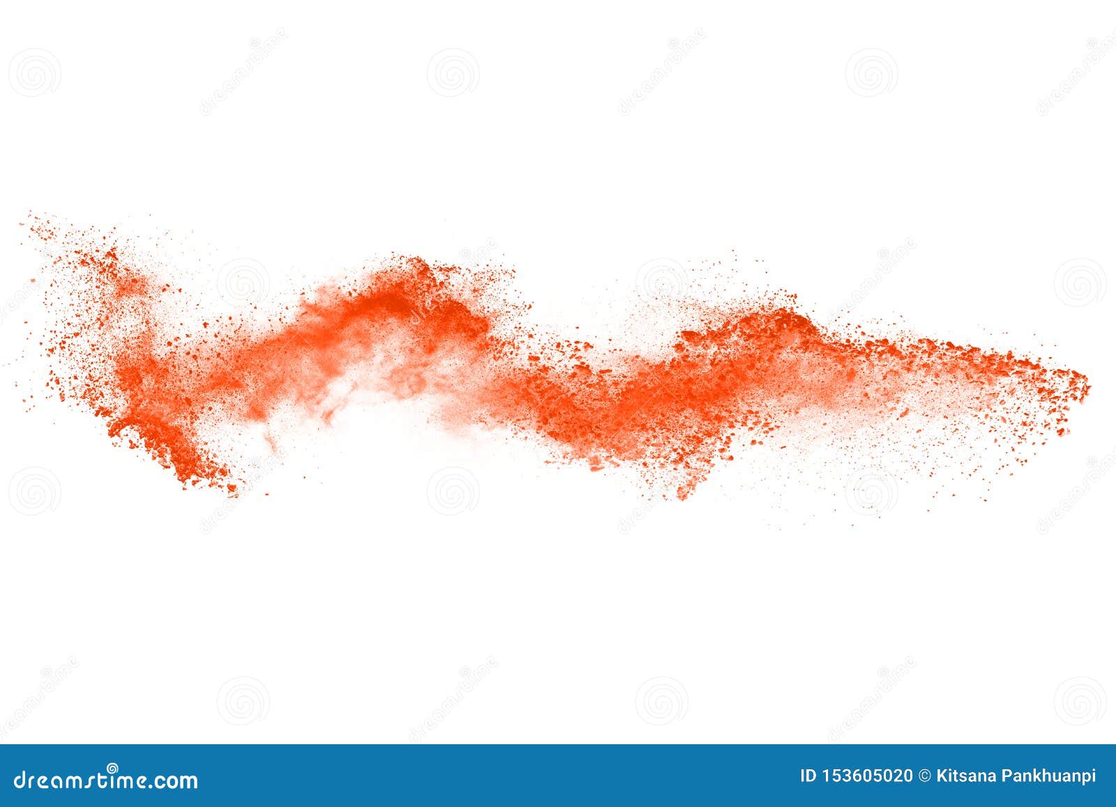 Orange Powder Explosion on White Background. Stock Photo Image of