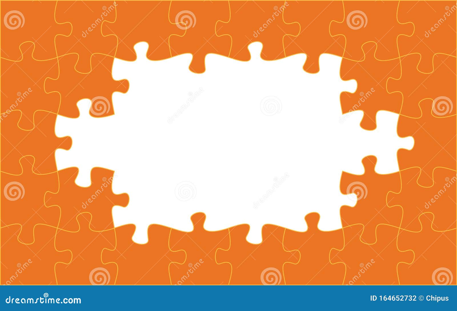 Orange Puzzle Pieces. Jigsaw Frame. Vector Illustration Stock