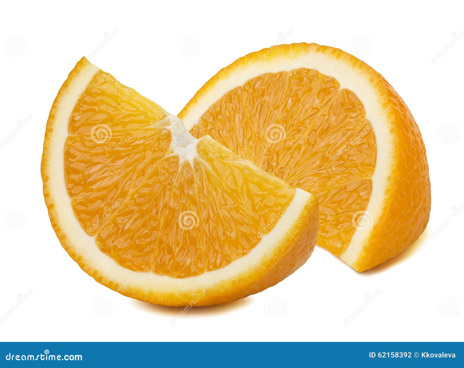 Orange Quarter Pieces Isolated on White Background Stock Photo Image