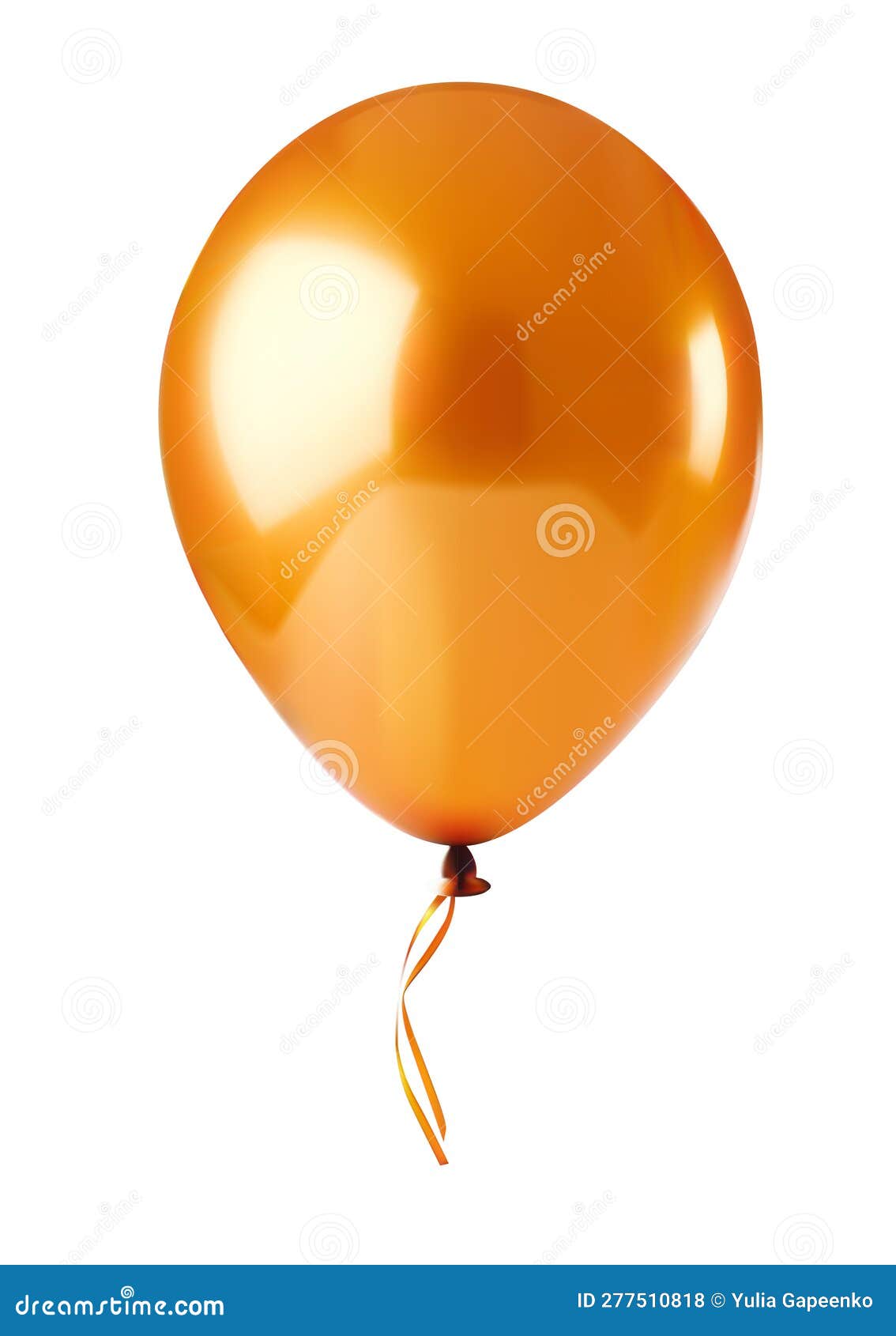 Orange Realistic Balloon on White. Vector Illustration. EPS10 Stock
