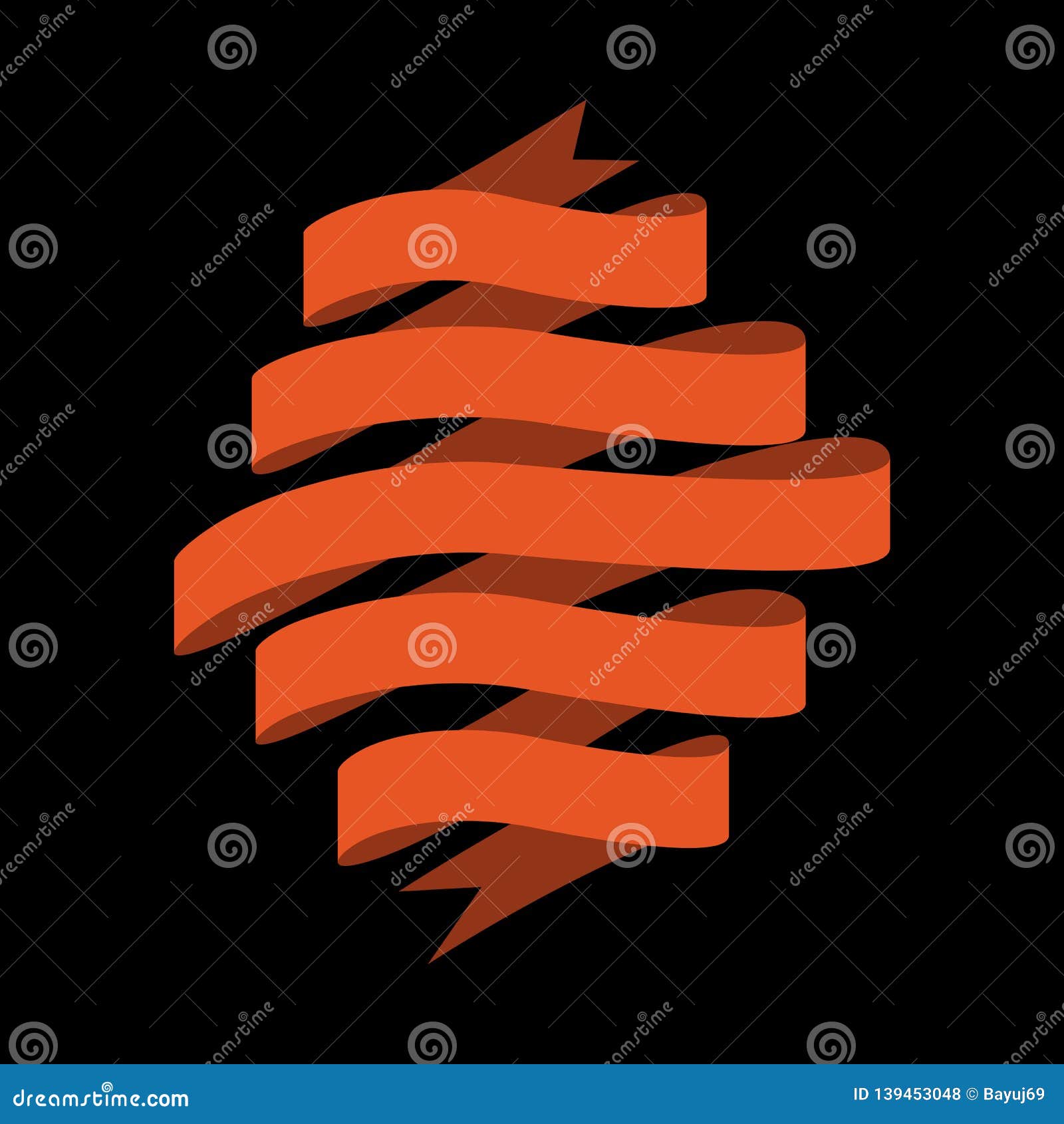 Orange Ribbon Banner Design on Dark Background Stock Vector