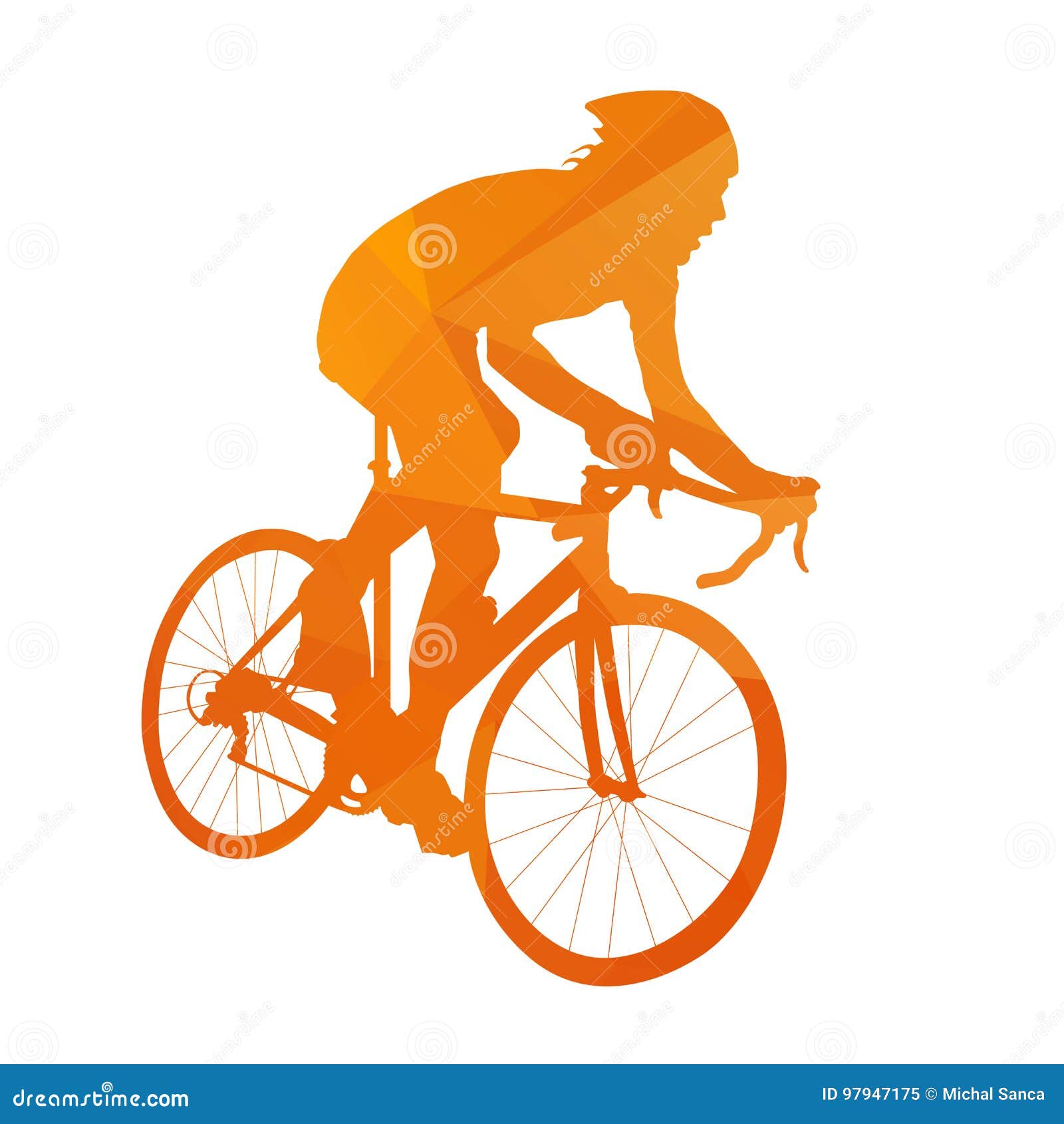 Orange Road Cyclist, Geometric Vector Silhouette Stock Vector Illustration of orange
