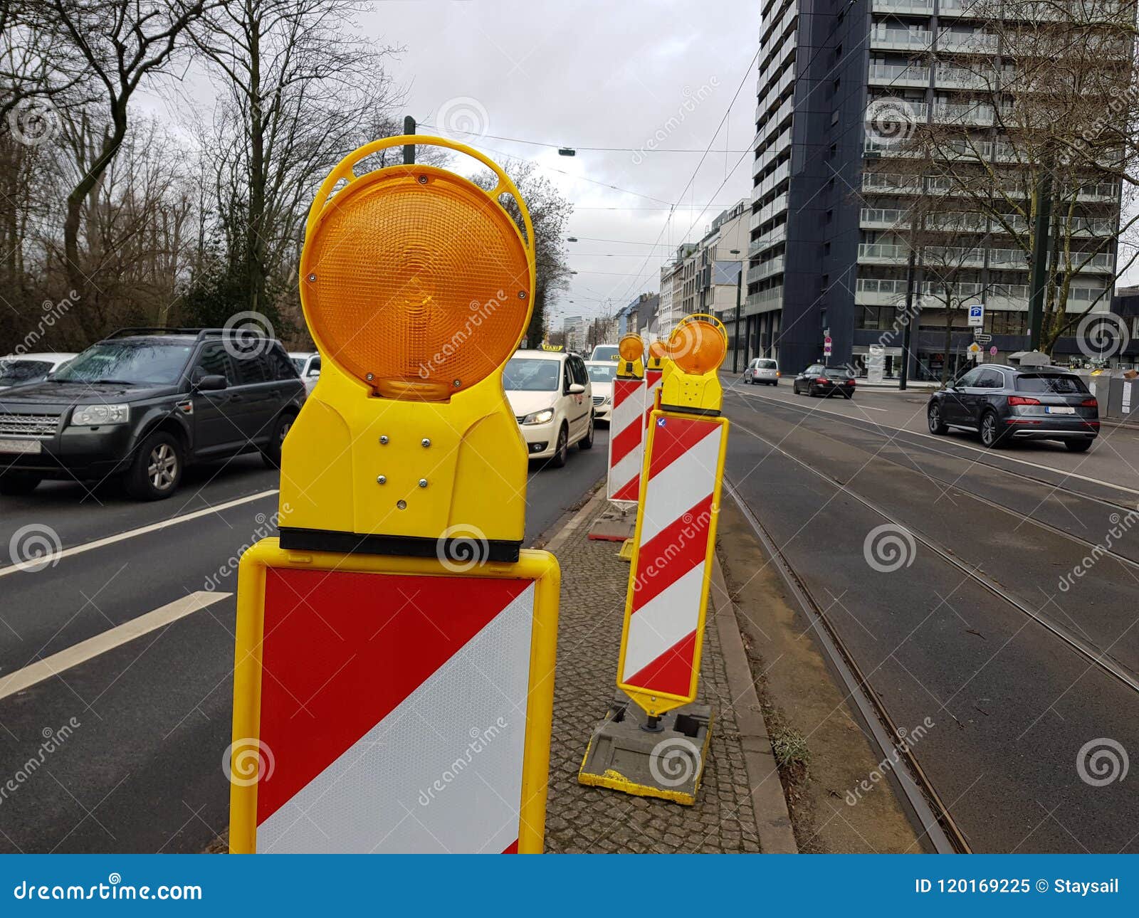 Orange Road Marking Pole with Reflectors Stock Image Image of caution, hazard 120169225