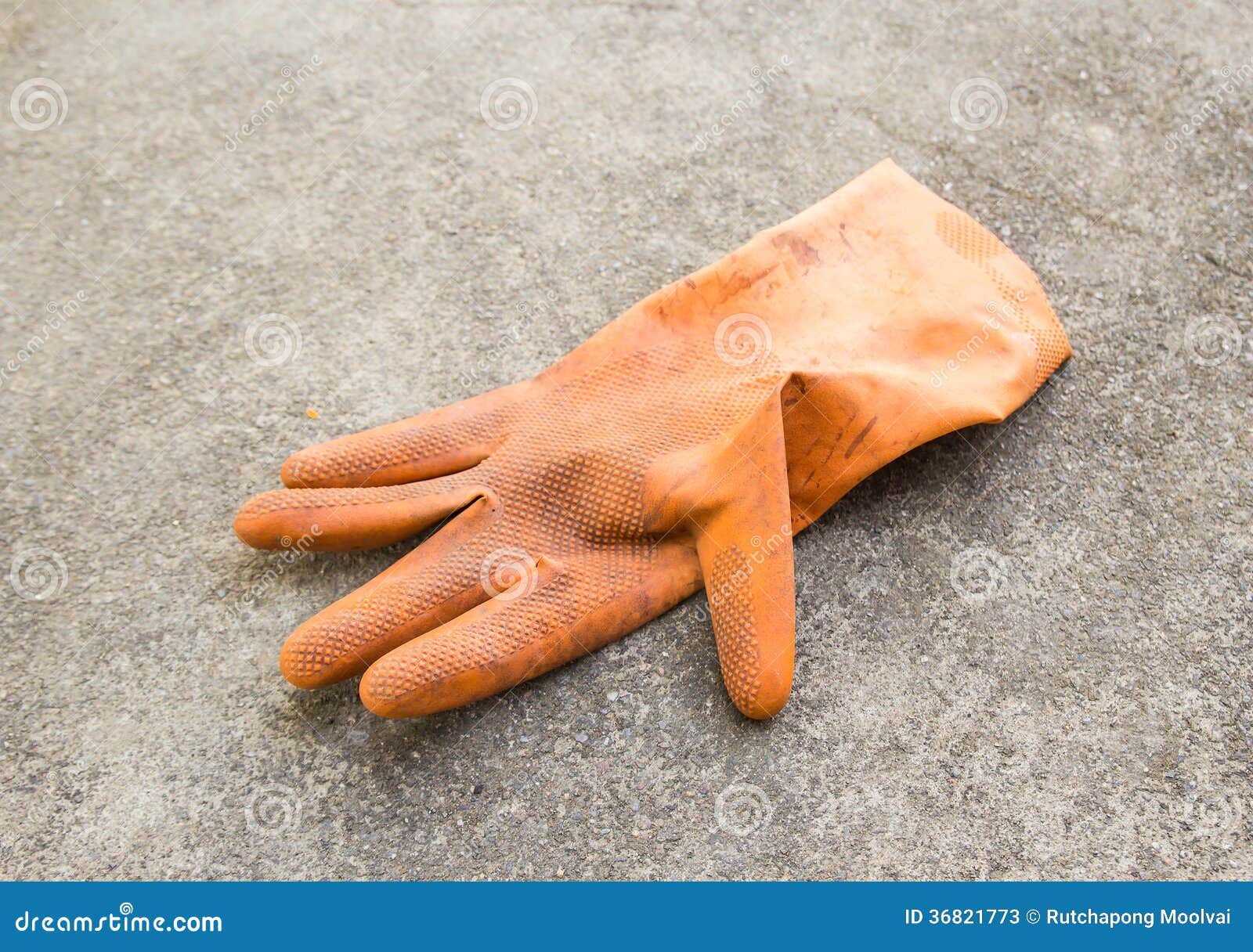 Orange Rubber Gloves on the Concrete Floor Stock Image Image of tool