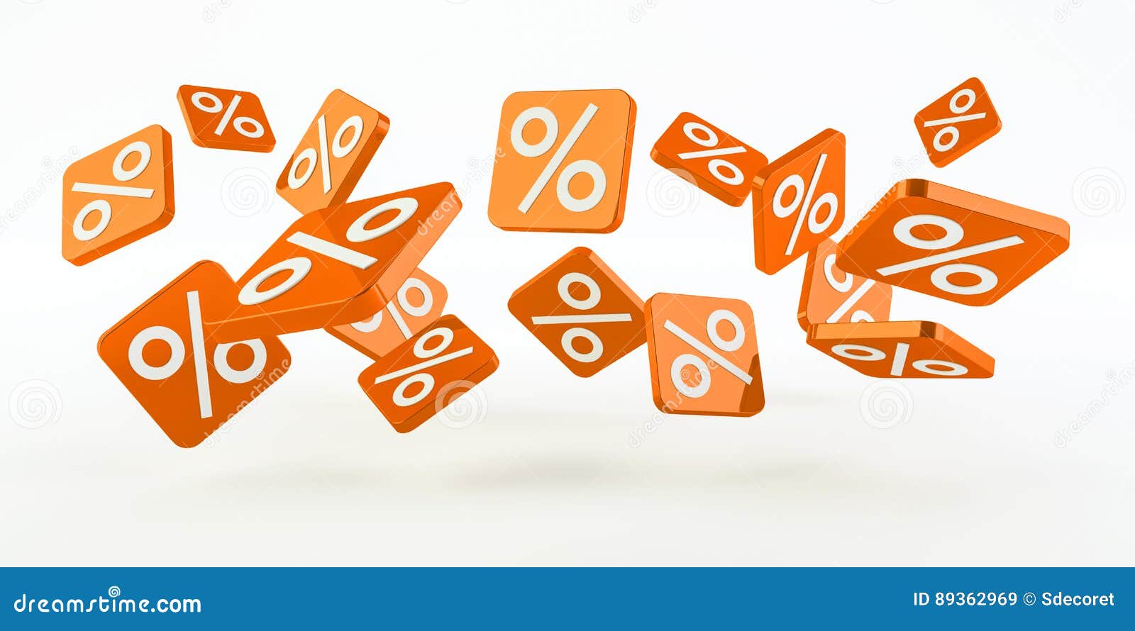 Orange Sales Icons Floating in the Air 3D Rendering Stock Illustration