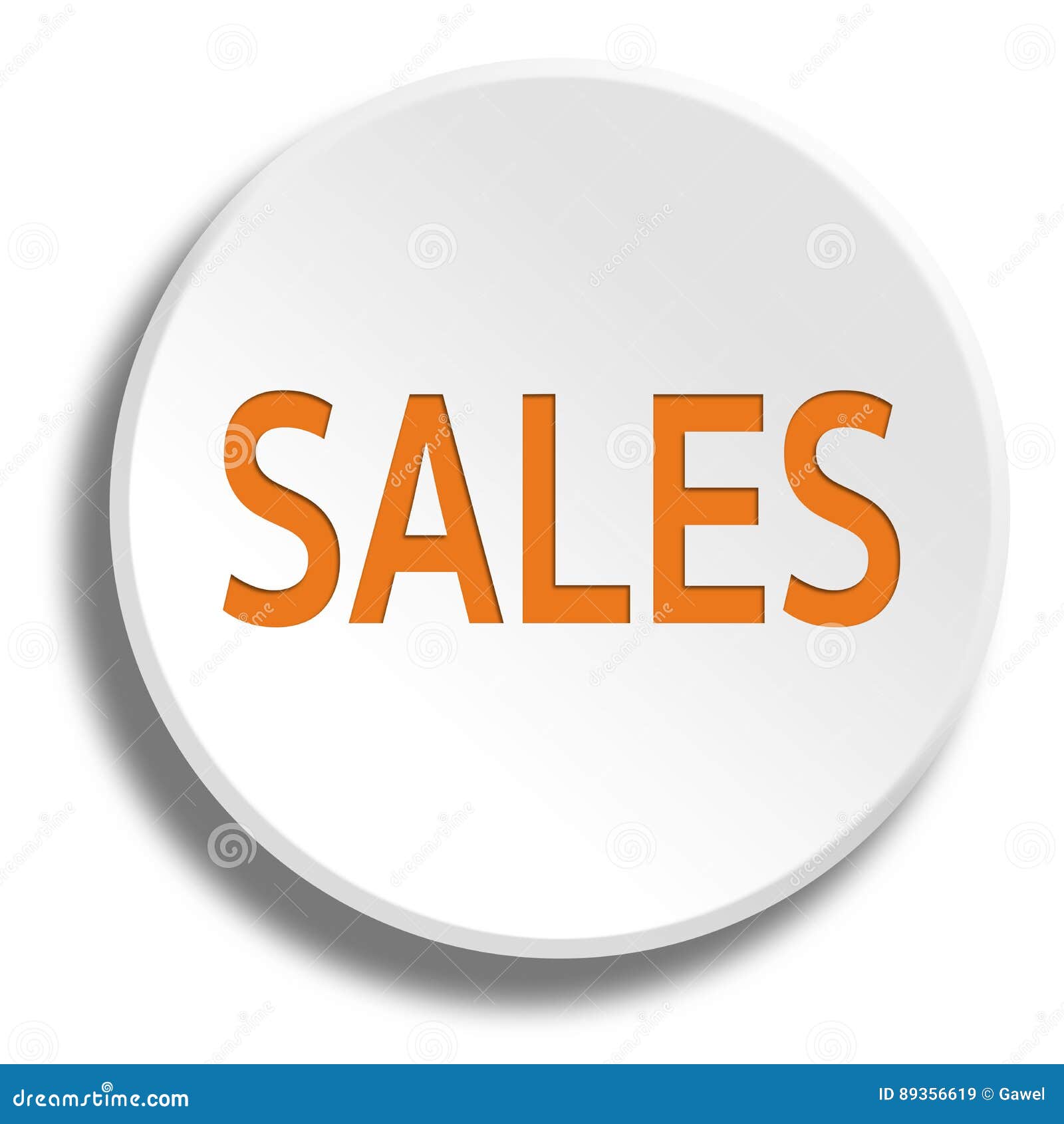 Orange Sales in Round White Button with Shadow Stock Illustration