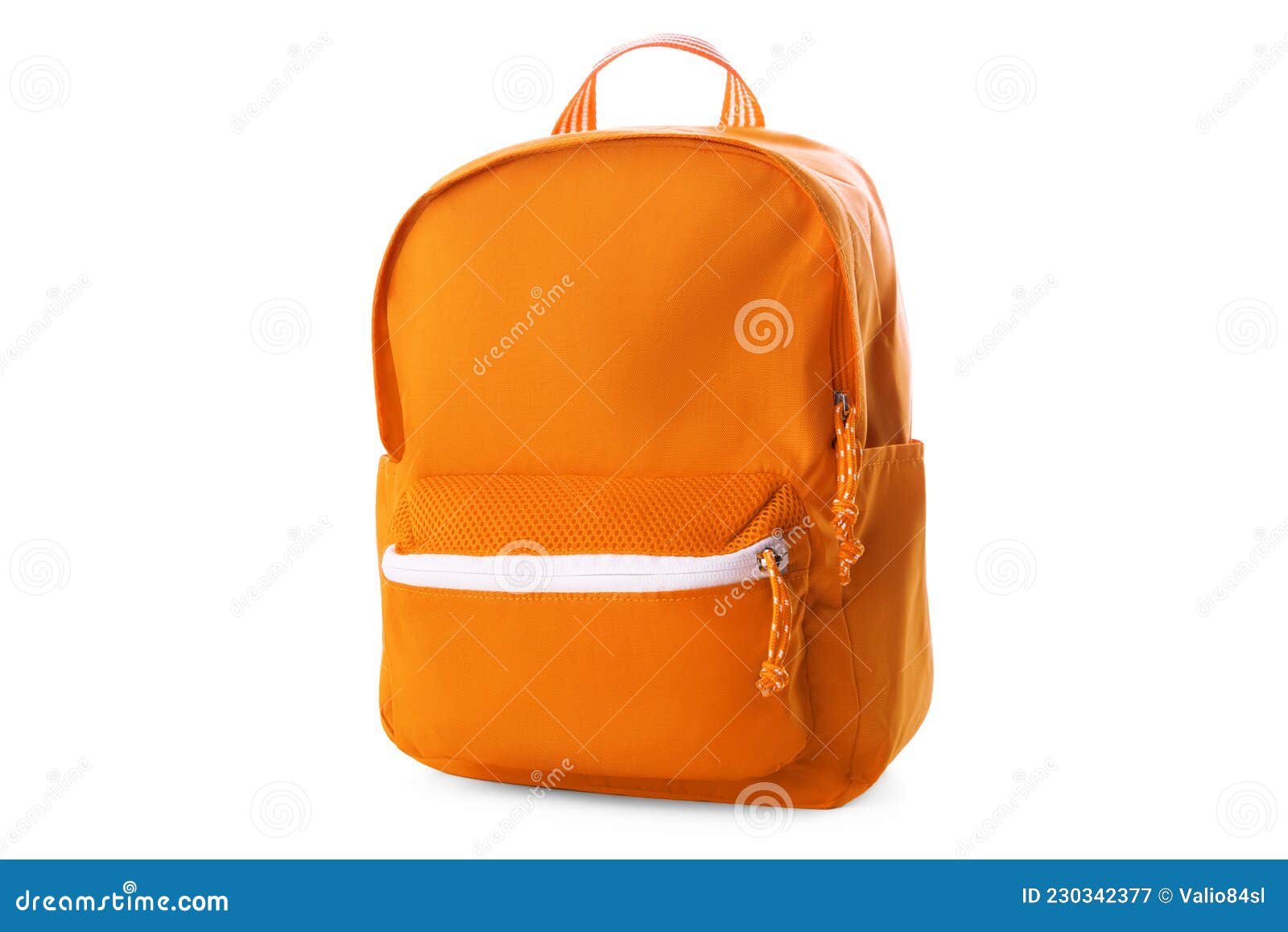 Orange School Backpack Isolated on White Stock Image Image of white, adventure 230342377