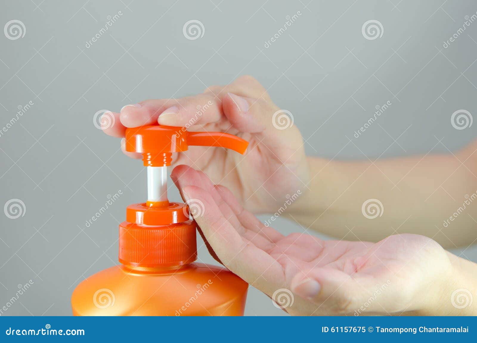 Orange Shampoo Bottle stock image. Image of antibacterial 61157675