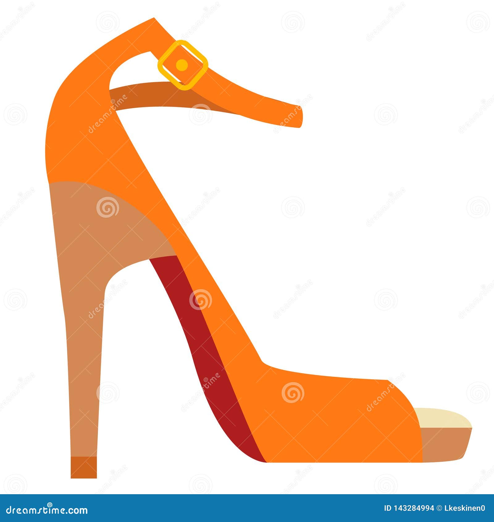 Orange Shoe Flat Illustration on White Stock Vector - Illustration of ...