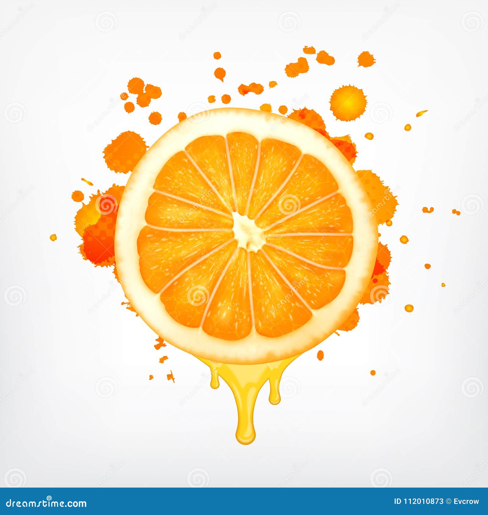 Orange Slice with Dripping Juice Stock Vector Illustration of design