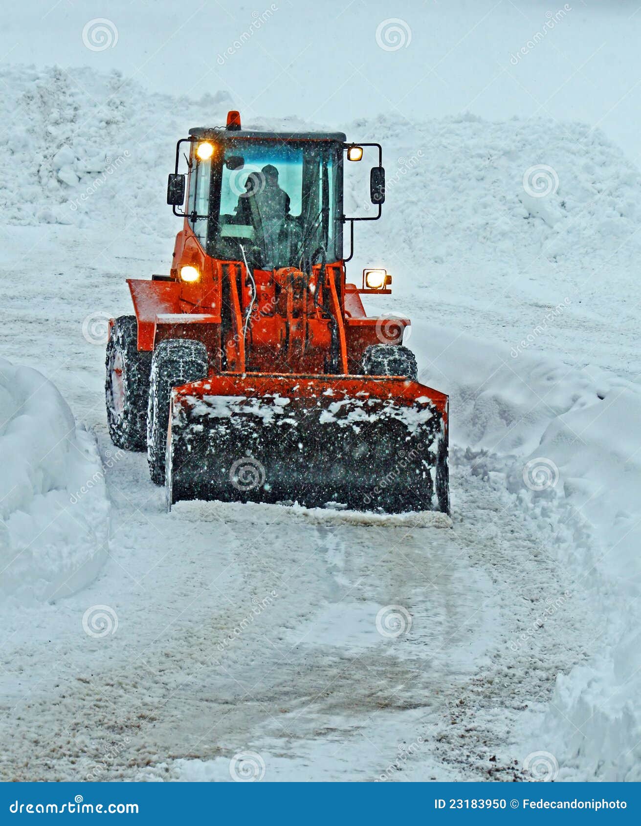 Orange Snow Plow Clears the Streets Stock Photo Image of snowstorm