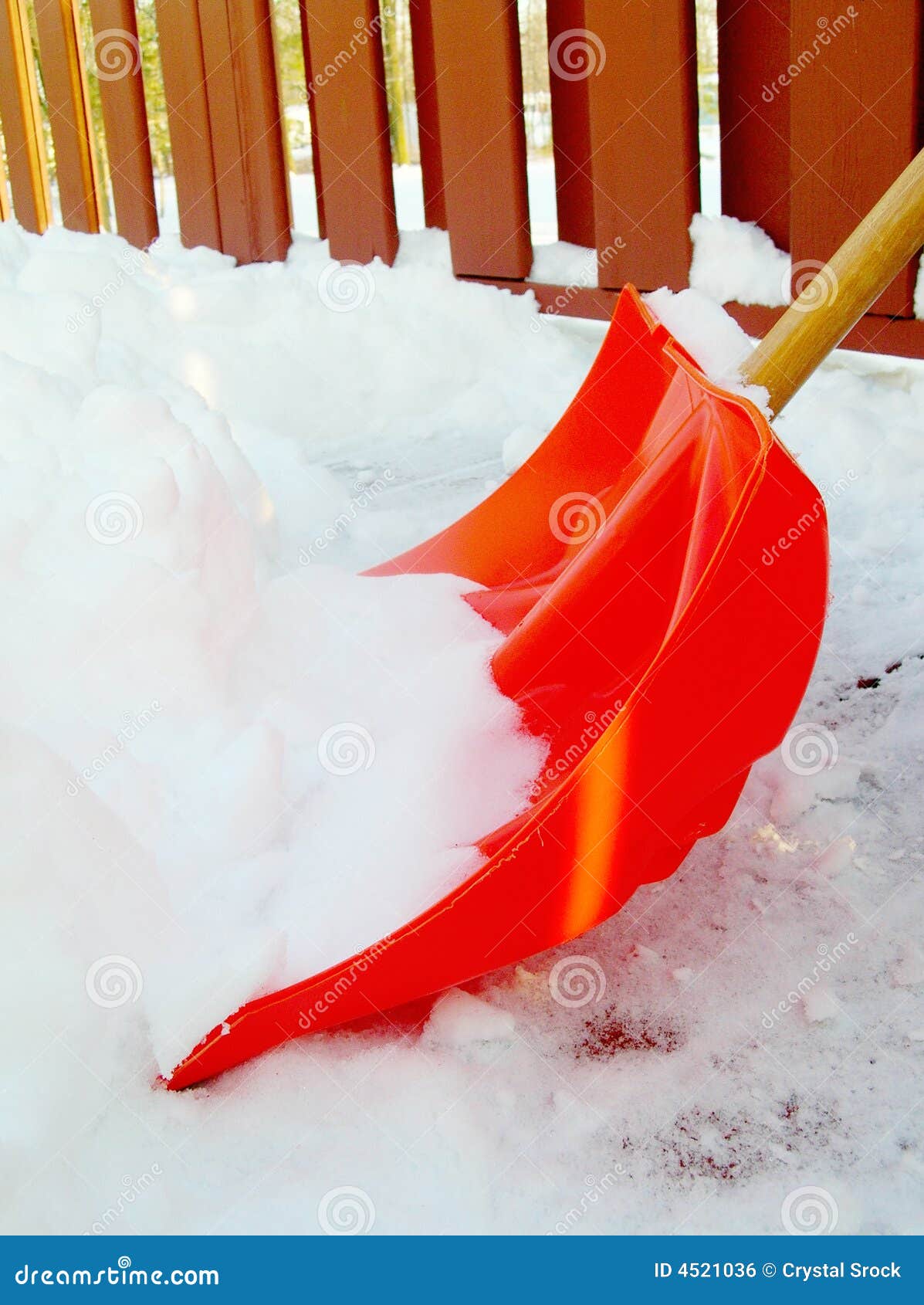 Orange Snow Shovel stock photo. Image of winter, deck 4521036