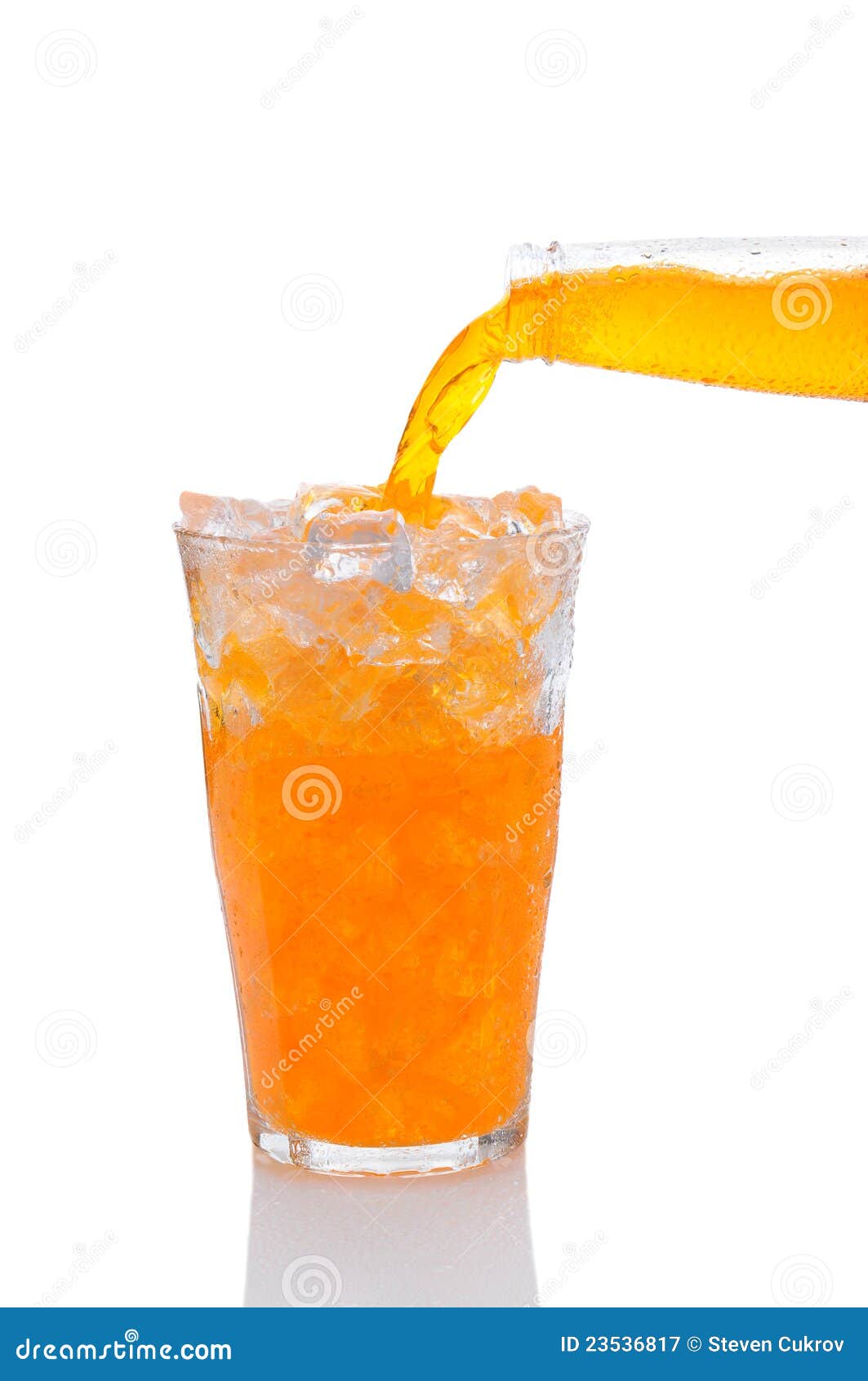 Orange Soda Pouring into Glass of Ice Stock Image Image of pouring