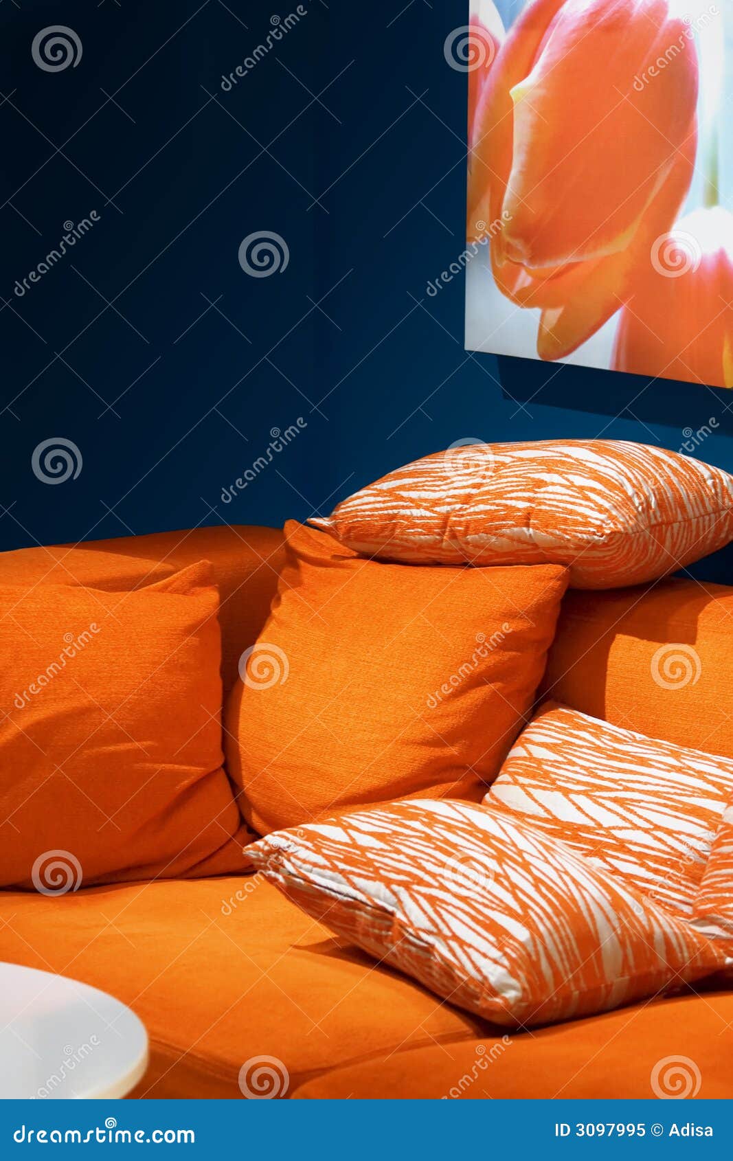 Orange sofa stock image. Image of living, furniture, organization 3097995