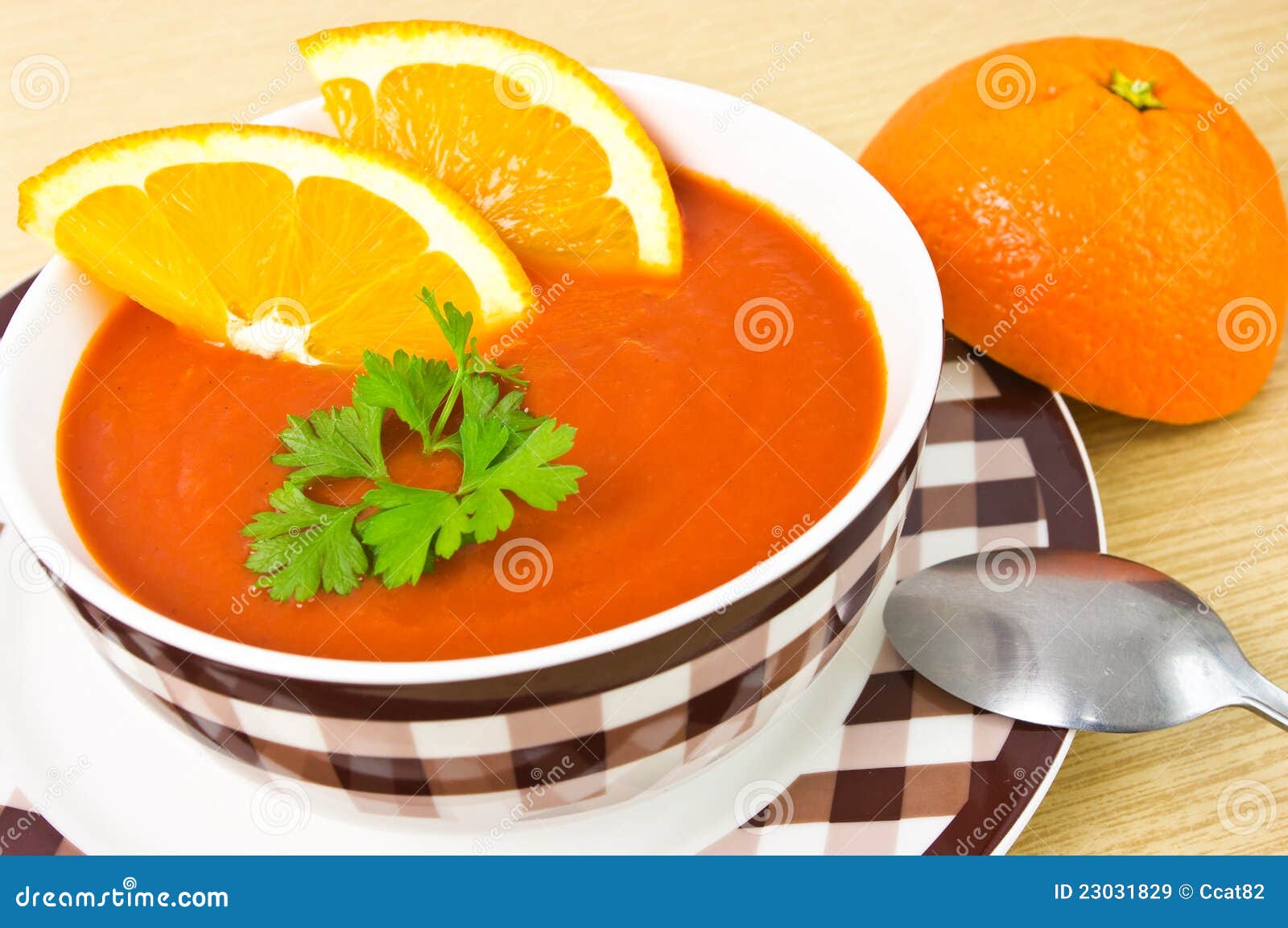Orange soup stock image. Image of herb, exotic, nutrition 23031829
