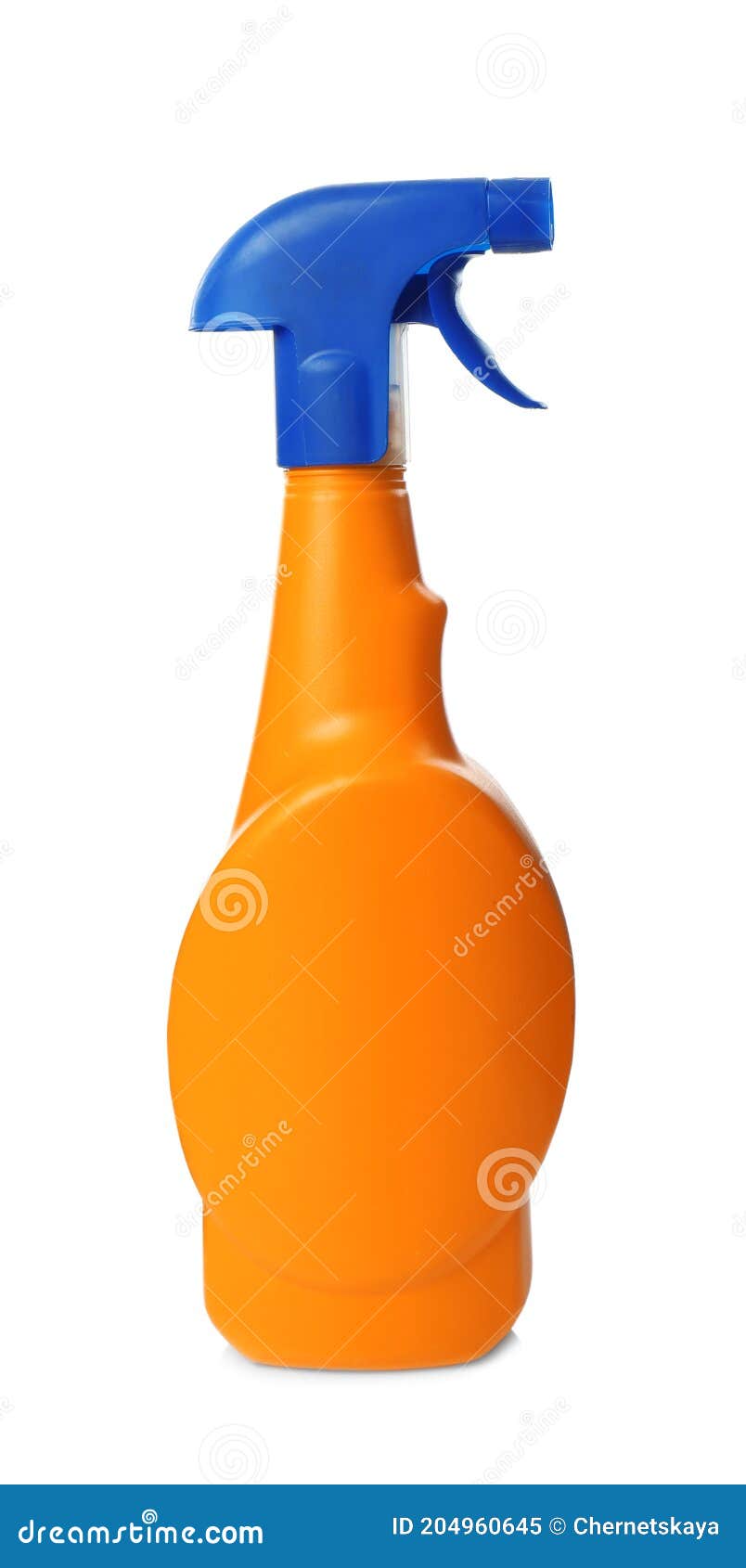 Orange Spray Bottle of Cleaning Product Isolated on White Stock Image