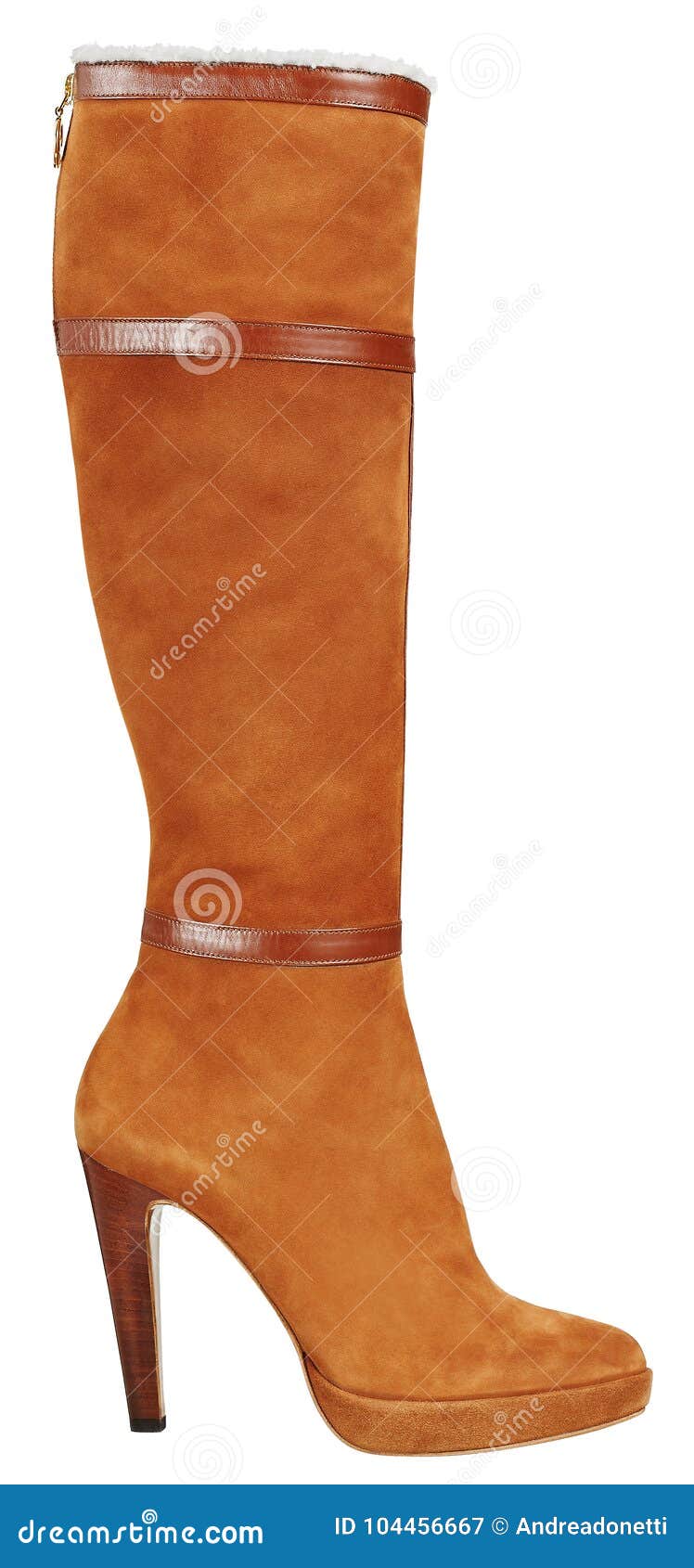 Orange Suede Leather Boot with Stiletto Heal Stock Image - Image of ...