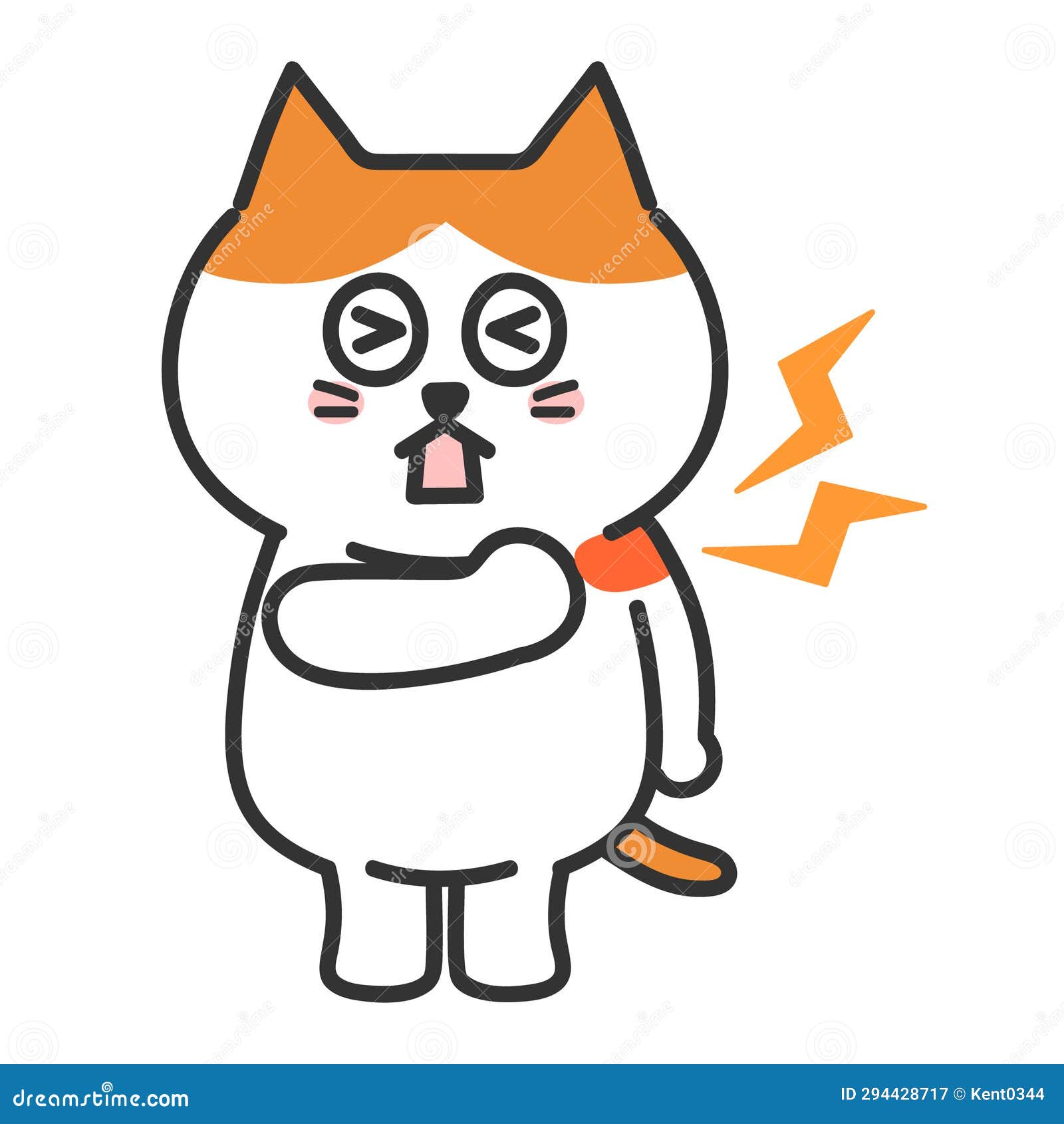 Little Angry and Cute Cat Hand Drawing Stock Vector - Illustration