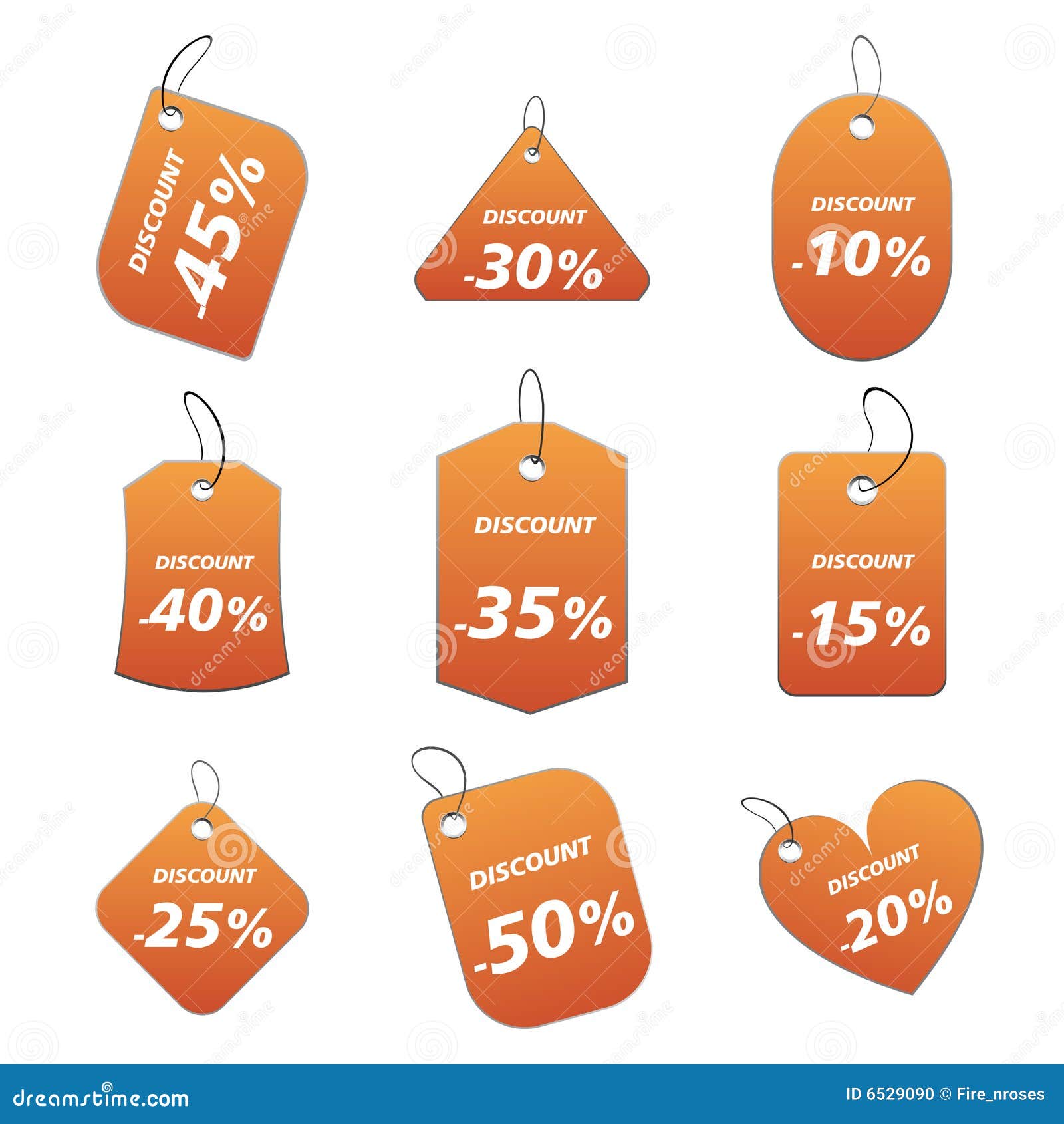 Orange tags discount stock vector. Illustration of marketing 6529090
