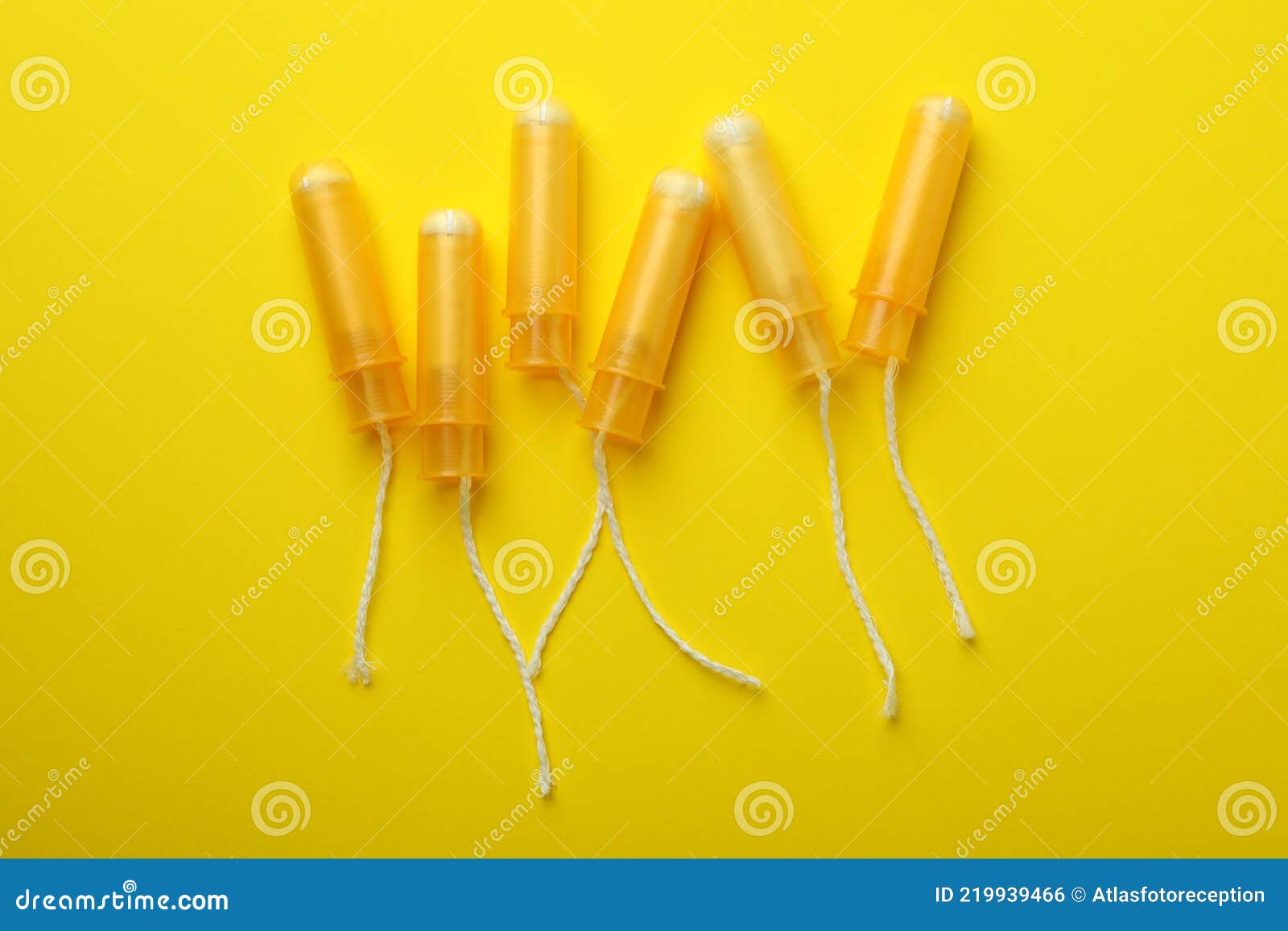 Orange Tampons on Yellow Background, Top View Stock Photo Image of