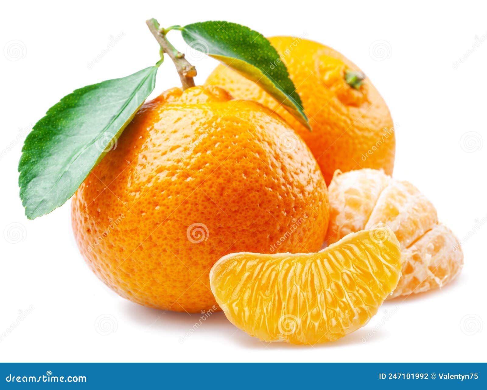 Orange Tangerine Fruits And Slices Isolated On White Background Stock