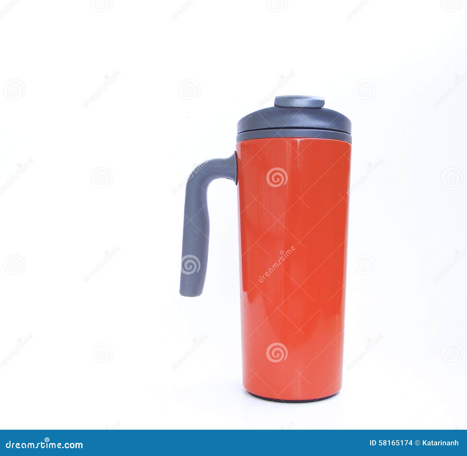 Orange Thermo Cup with Grey Lid and Handle Stock Photo Image of temperature, protection 58165174