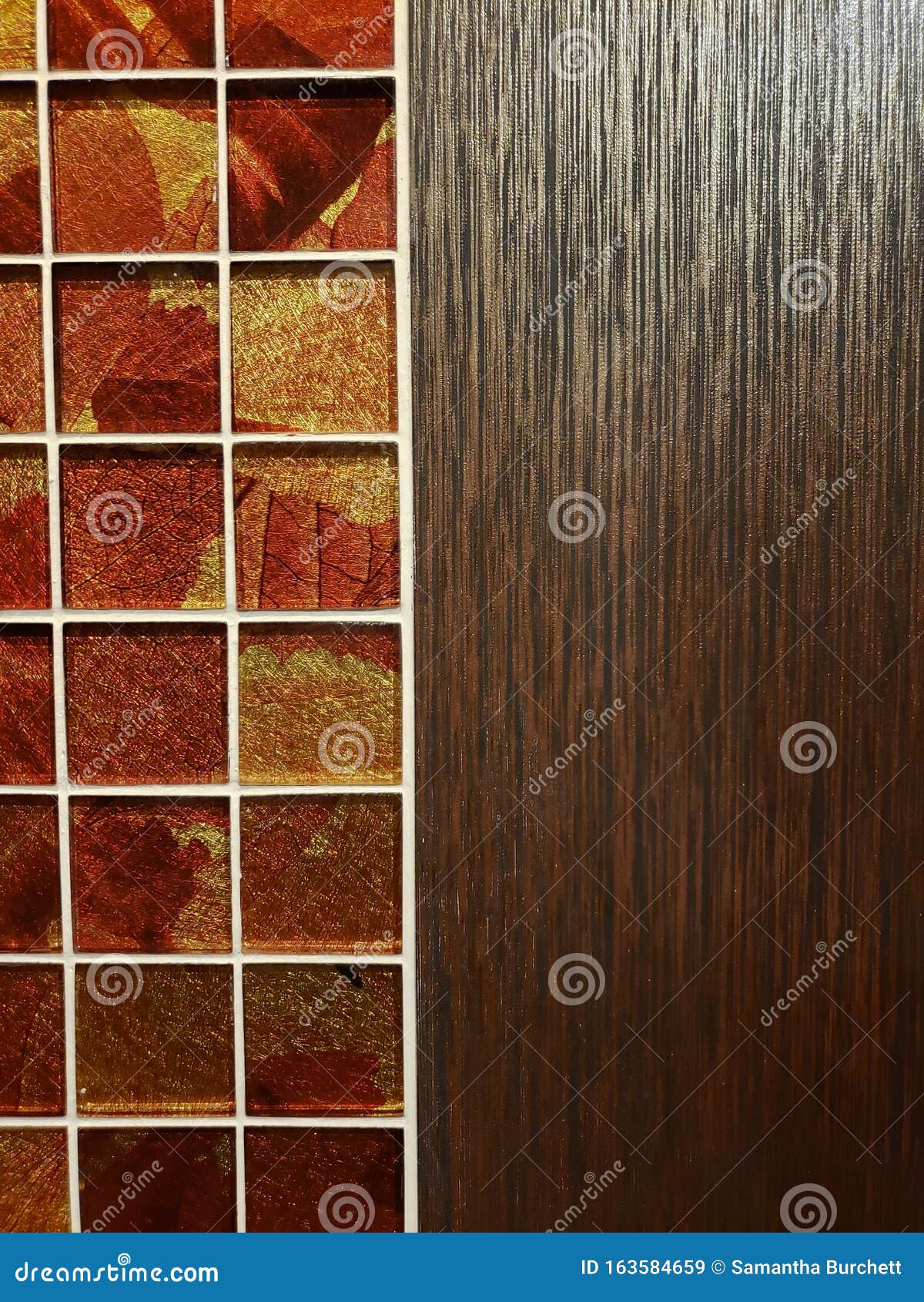 Orange Tile on a Wood Textured Wall Stock Image Image of wood, tile