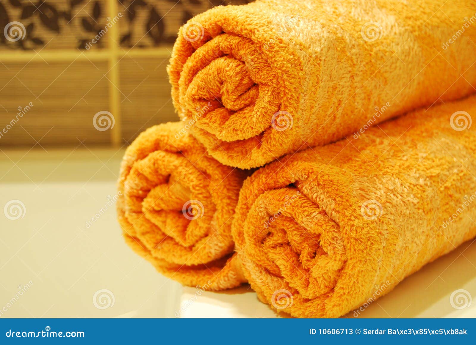 Orange Towels stock image. Image of bathtubs, absorbent 10606713