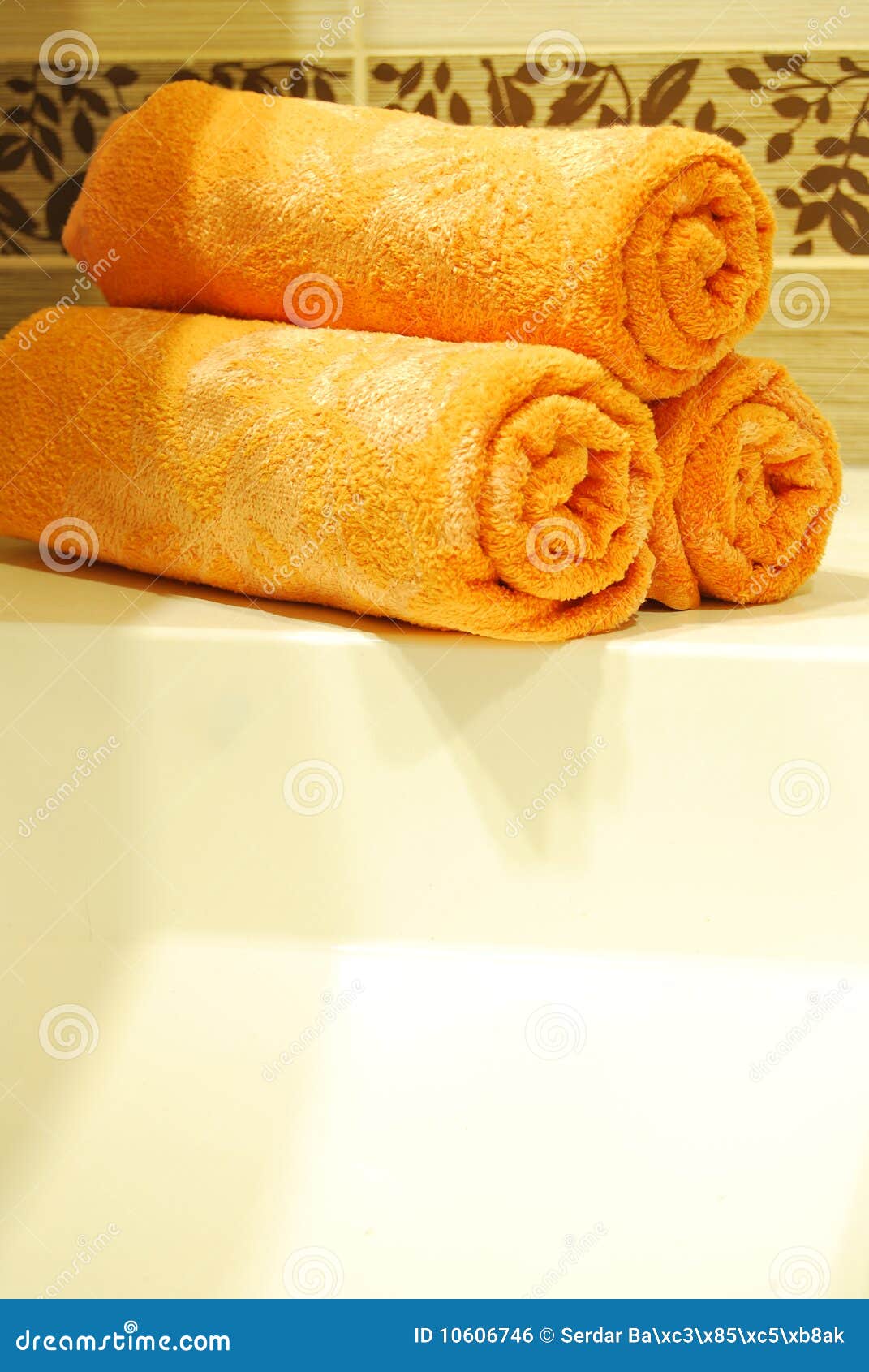 Orange Towels stock photo. Image of ceramic, clean, care 10606746