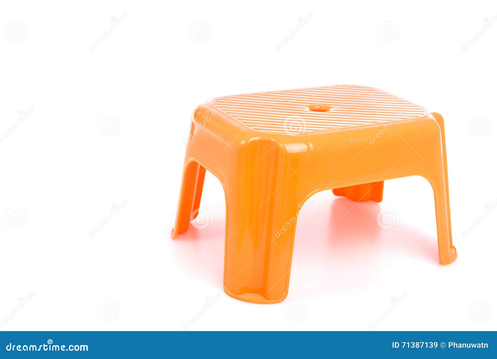 orange traditional mini four legs plastic chair on whit
