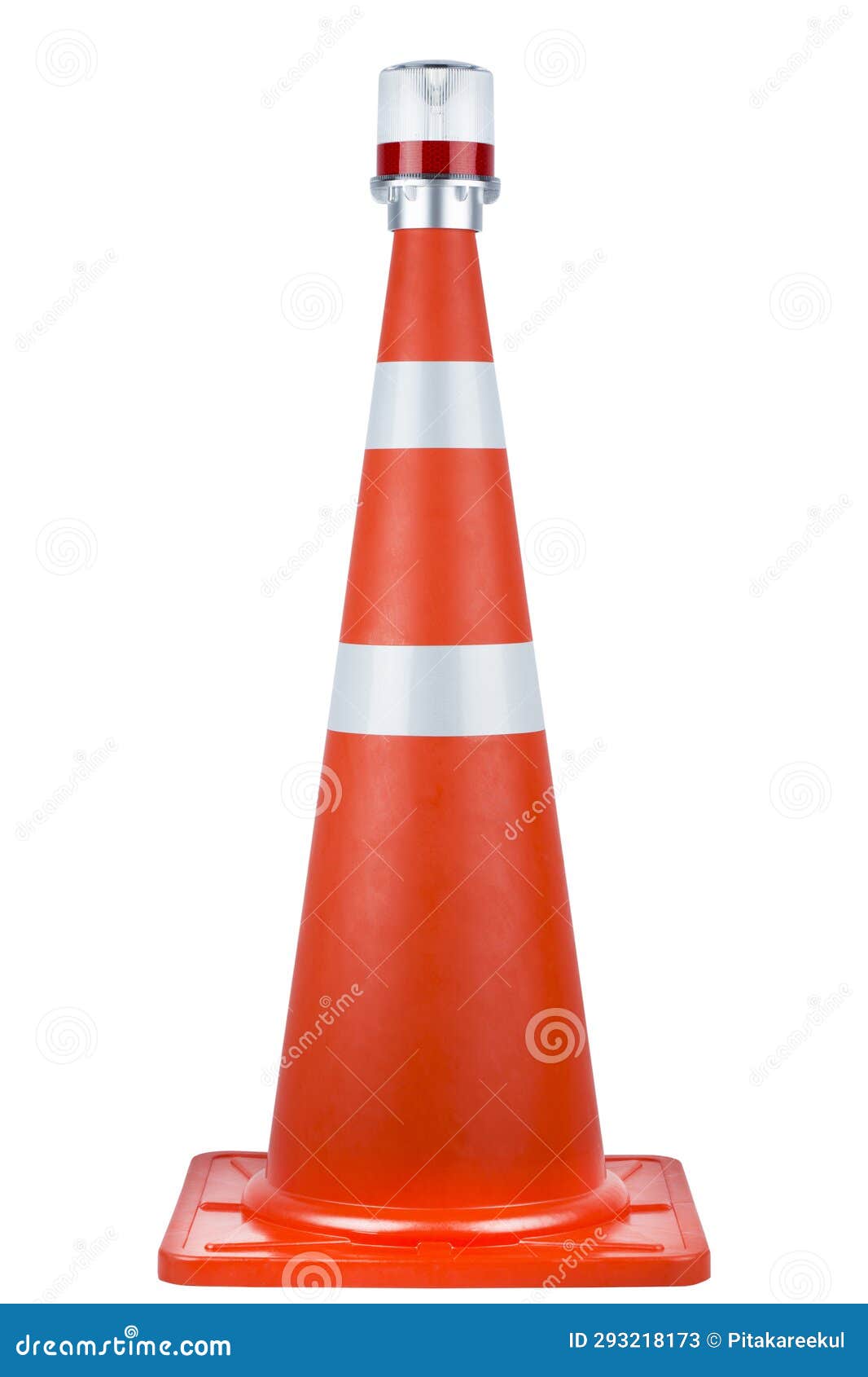 Orange Traffic Cone with Isolated White Background with Light Clipping