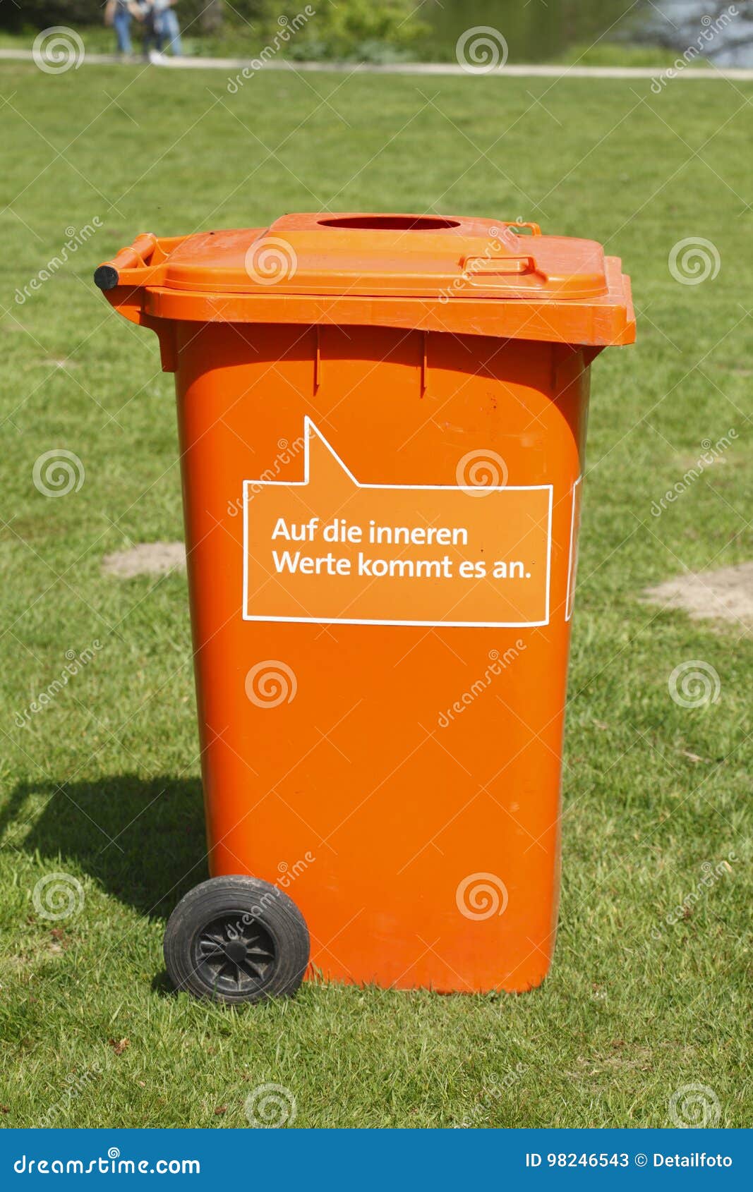 Orange Trash Can stock image. Image of recycling, green 98246543