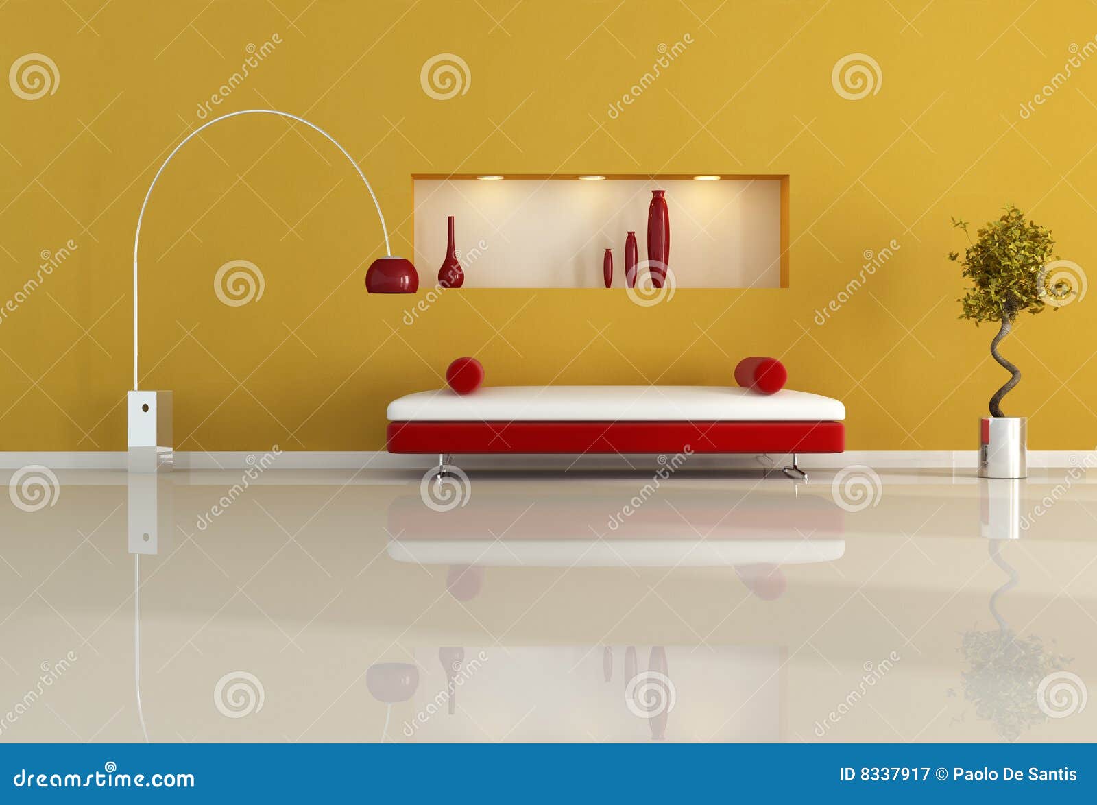 Orange Und Rotes Wohnzimmer Stock Abbildung - Illustration von sofa